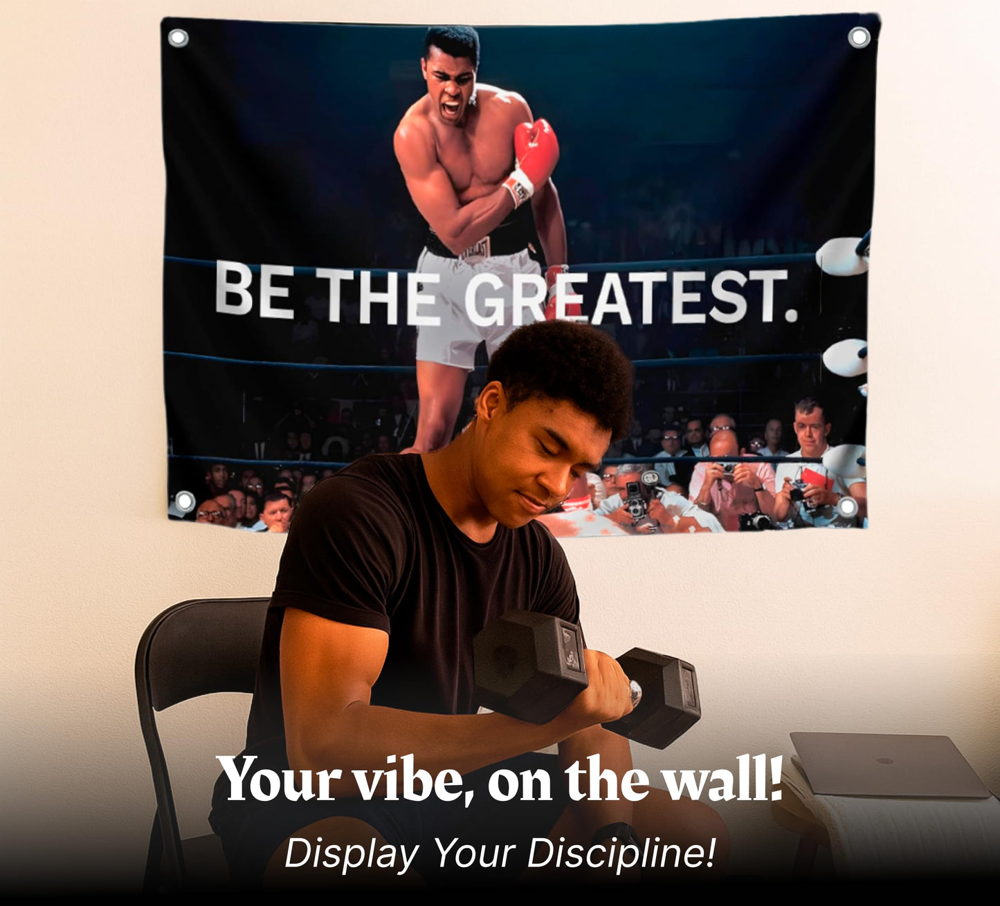 Be the Greatest Flag - Motivational Gym Flag 3x5 Feet with Four Brass Grommets - Home Wall Posters for Guys and Man - Muhammad Ali Cool Motivation Banners Decorations Outdoors or Indoors for Boys