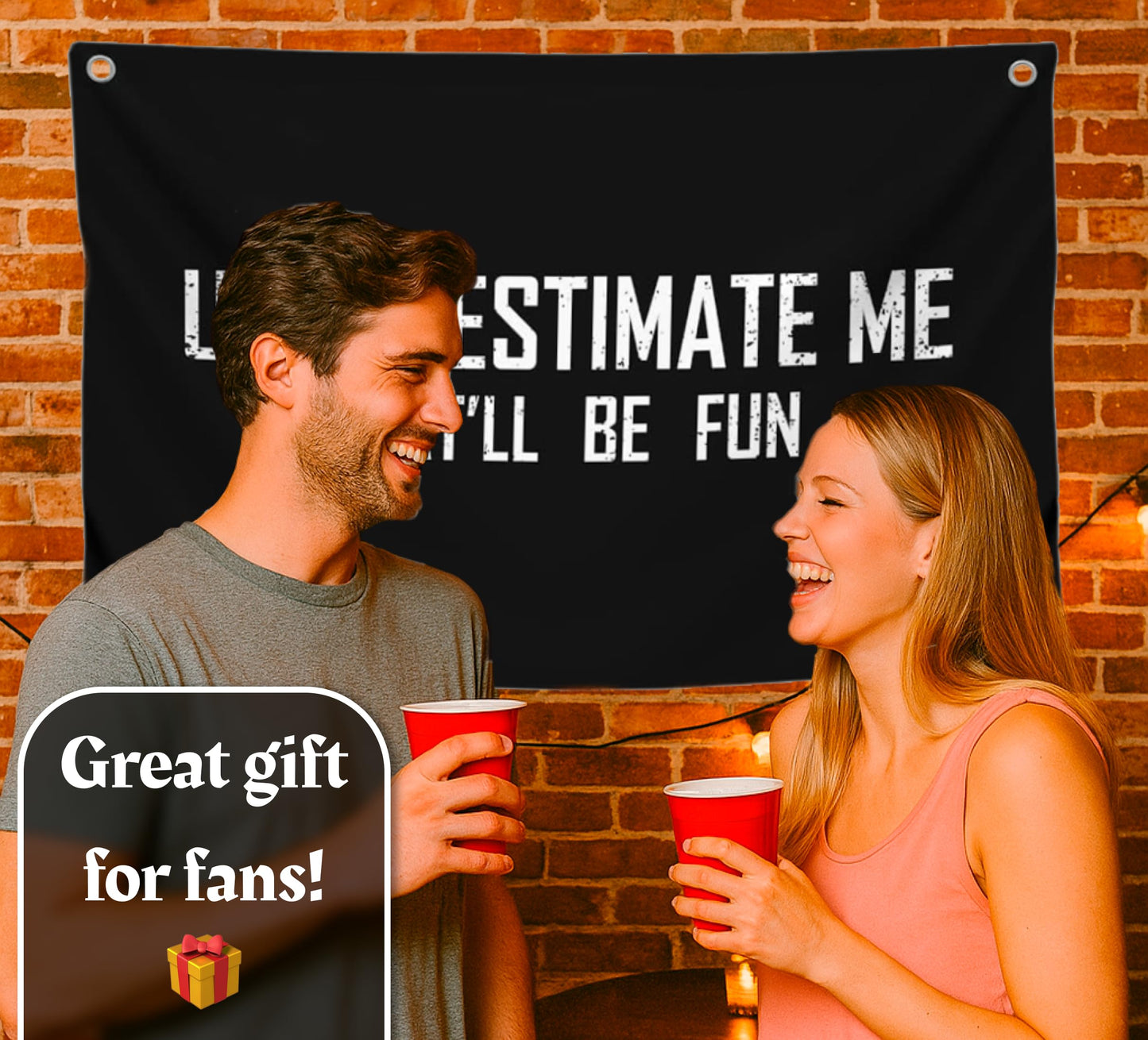 3x5 Feet Motivational Flag "Underestimate Me That'll Be Fun" with Four Brass Grommets - Inspirational Quotes Entrepreneur Wall Banner - Wall Flag for Indoor and Outdoor - Positive Quotes Poster