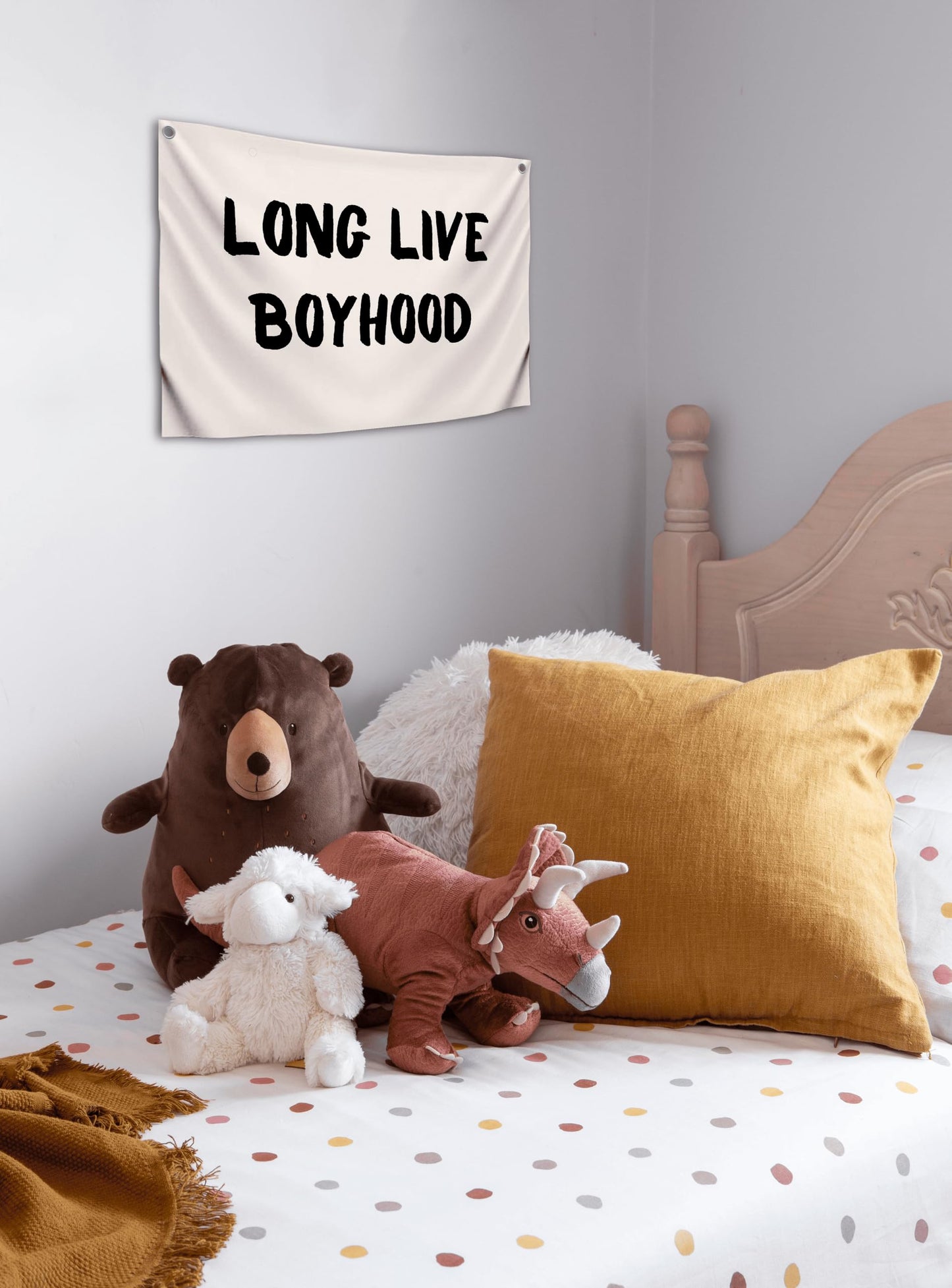 20x30 Inches Single Sided Flags with Long Live Boyhood - Nursery Polyester Decor for Boys and Toddler Room with 2 Grommets - Decor for Boys Wall - Playrooms Banner for Toddler or Play Room Essentials