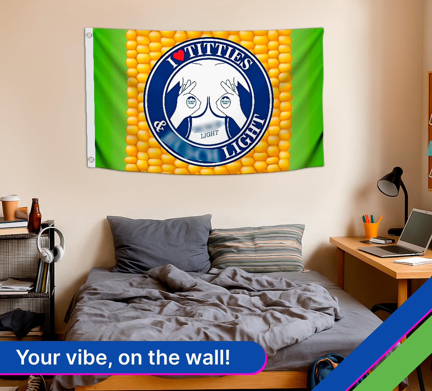 3x5 Ft I Love Titties & Polyester Light Single Sided Flag with 2 Grommets - Man Cave Corn Beer Flags - LGBT Titties Flag - Funny Tapestry Cool Wall Flags for Decor College Dorm Room Guys or Outdoor