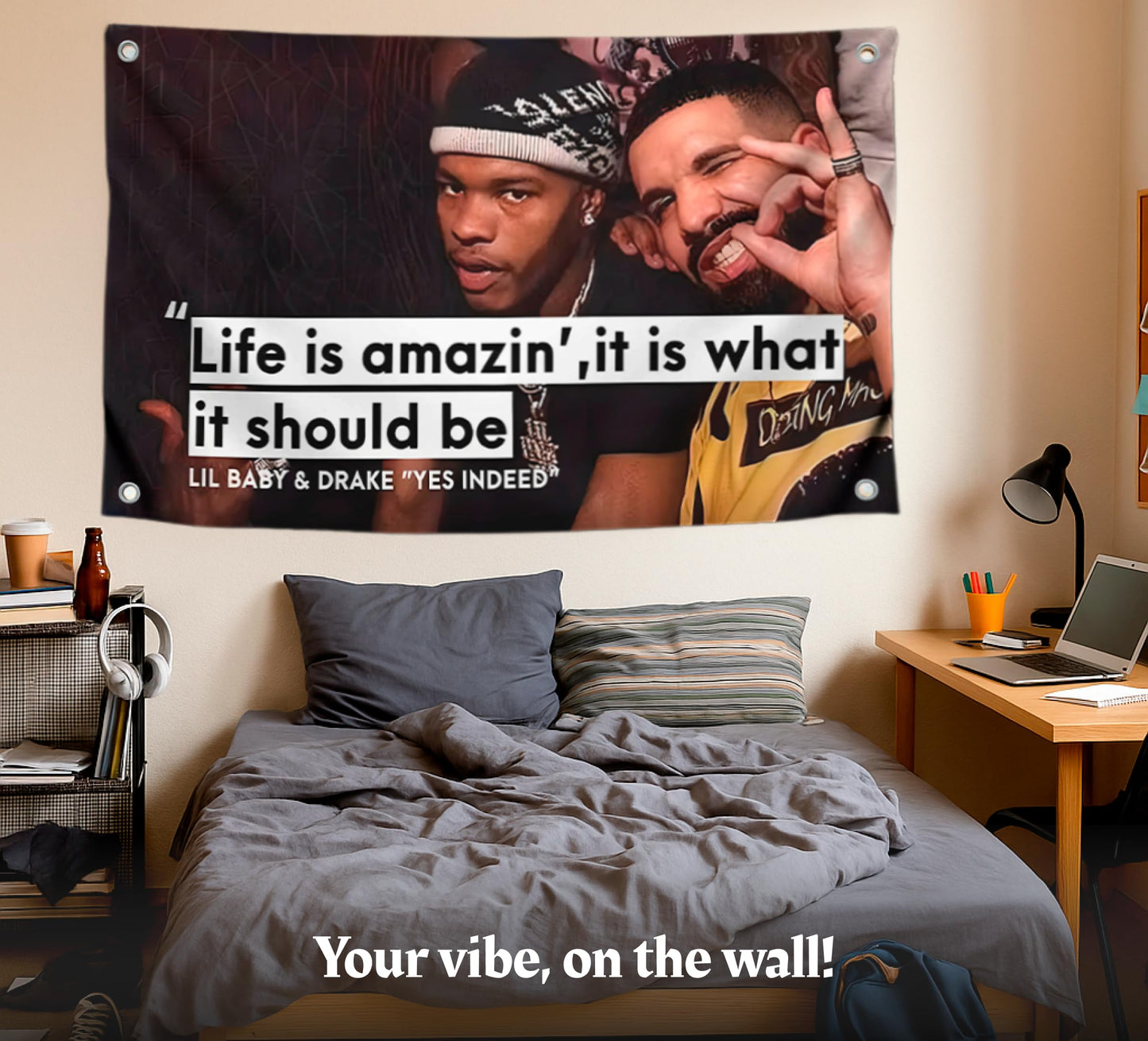 3x5 Ft Rapper and Future Funny Polyester Flag with 4 Brass Grommets - Funny Single Sided Tapestry Man Cave Wall Meme Flag for Dorm - Suitable for Outdoor Gardens Patios Indoor College Dorms for Gifts