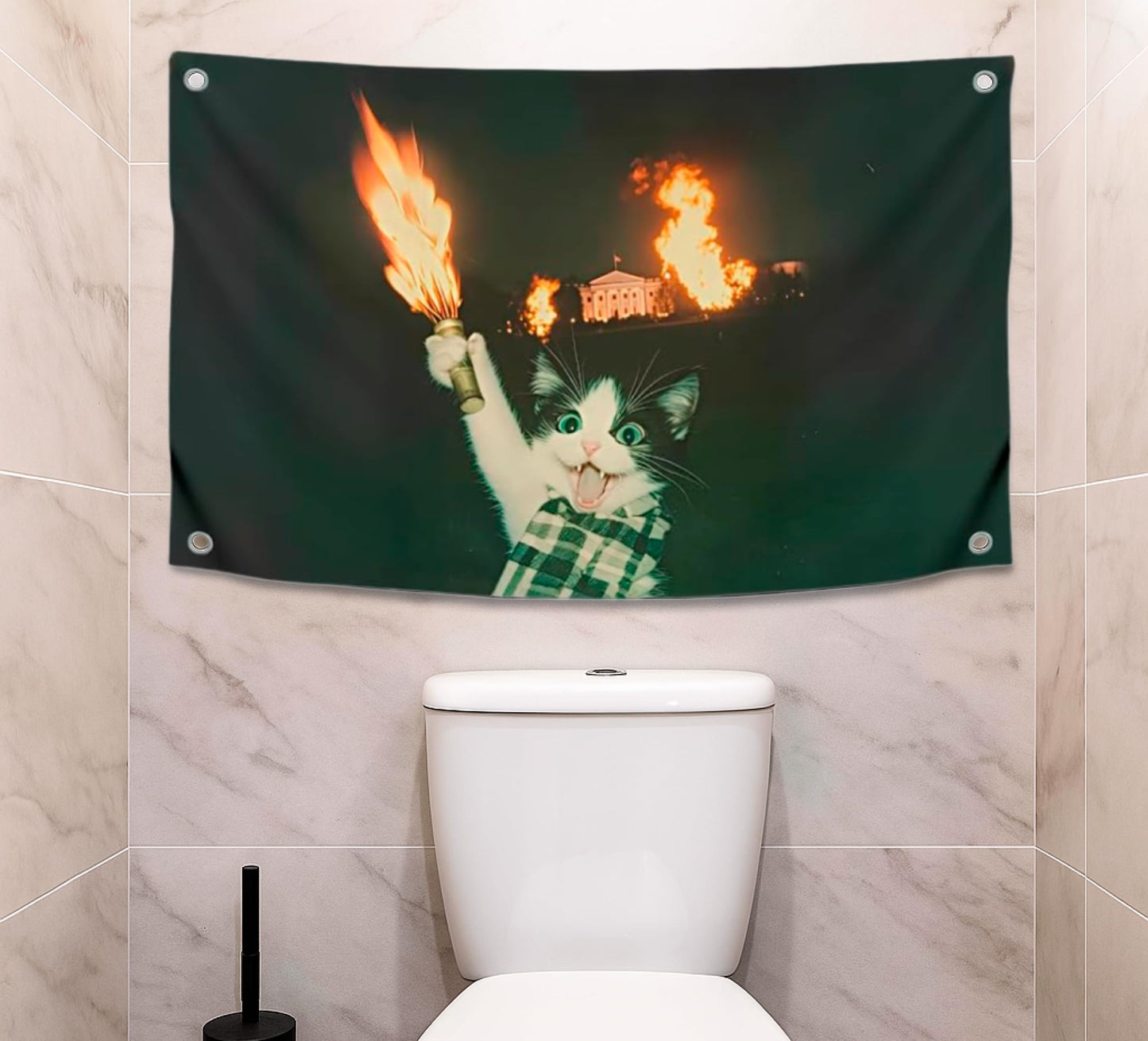 3x5 Feet Cool Flags Banners for Room Guys and Girls with Four Brass Grommets - Single Sided Meme Tapestry Flag with Cat - Polyester Poster for Bedroom Decor Banner for Inside Outside in College Dorm