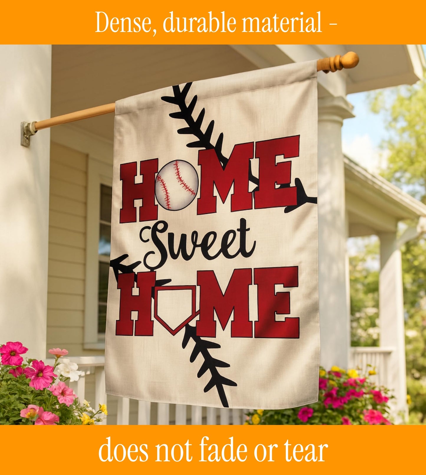Double Sided Summer and Spring Garden Flag - Baseball Home Sweet Home House Flag - Seasonal Large Outdoor Yard Flags of Burlap - Bat Ball Sport Flag Burlap Yard Outdoor Decorative