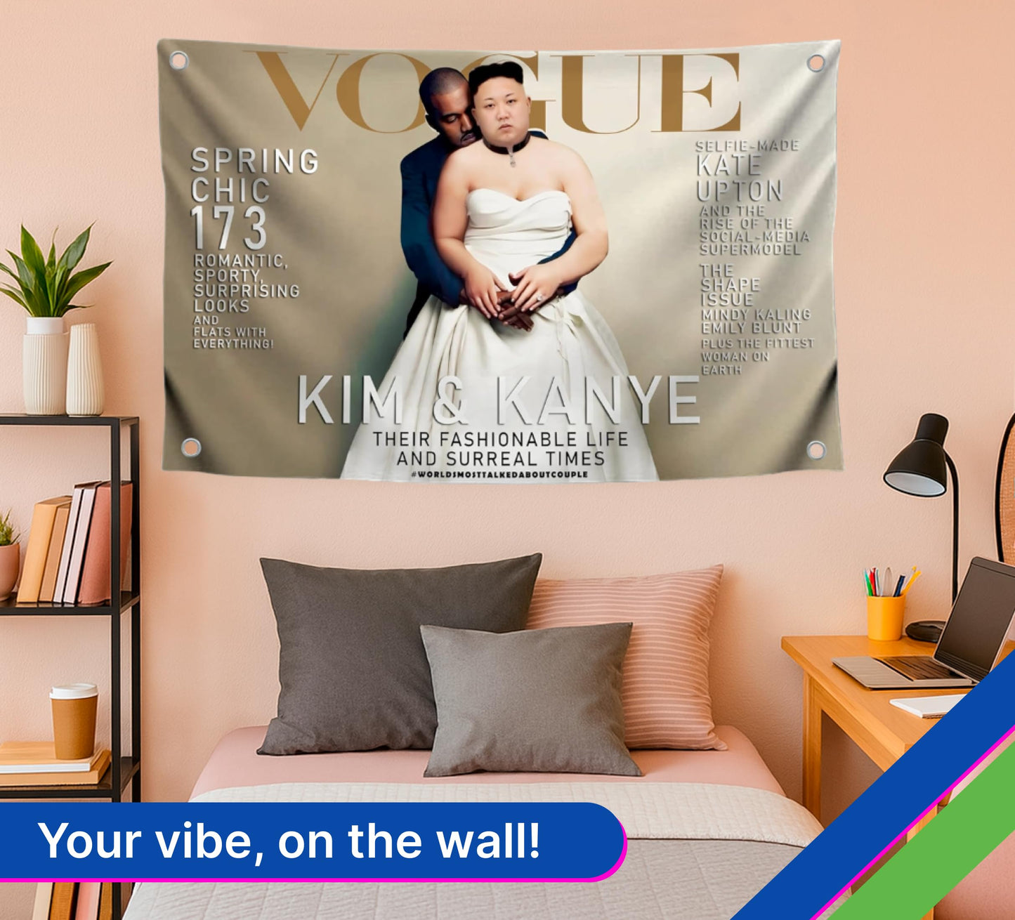 3x5 Ft Kim and Rapper Cover Polyester Single Sided Flags with 4 Brass Grommets - Cool Bedroom Living Room Wall Decorations - This Beautiful Entertaining Banner Flag for College Dorm Funny Wall Banners