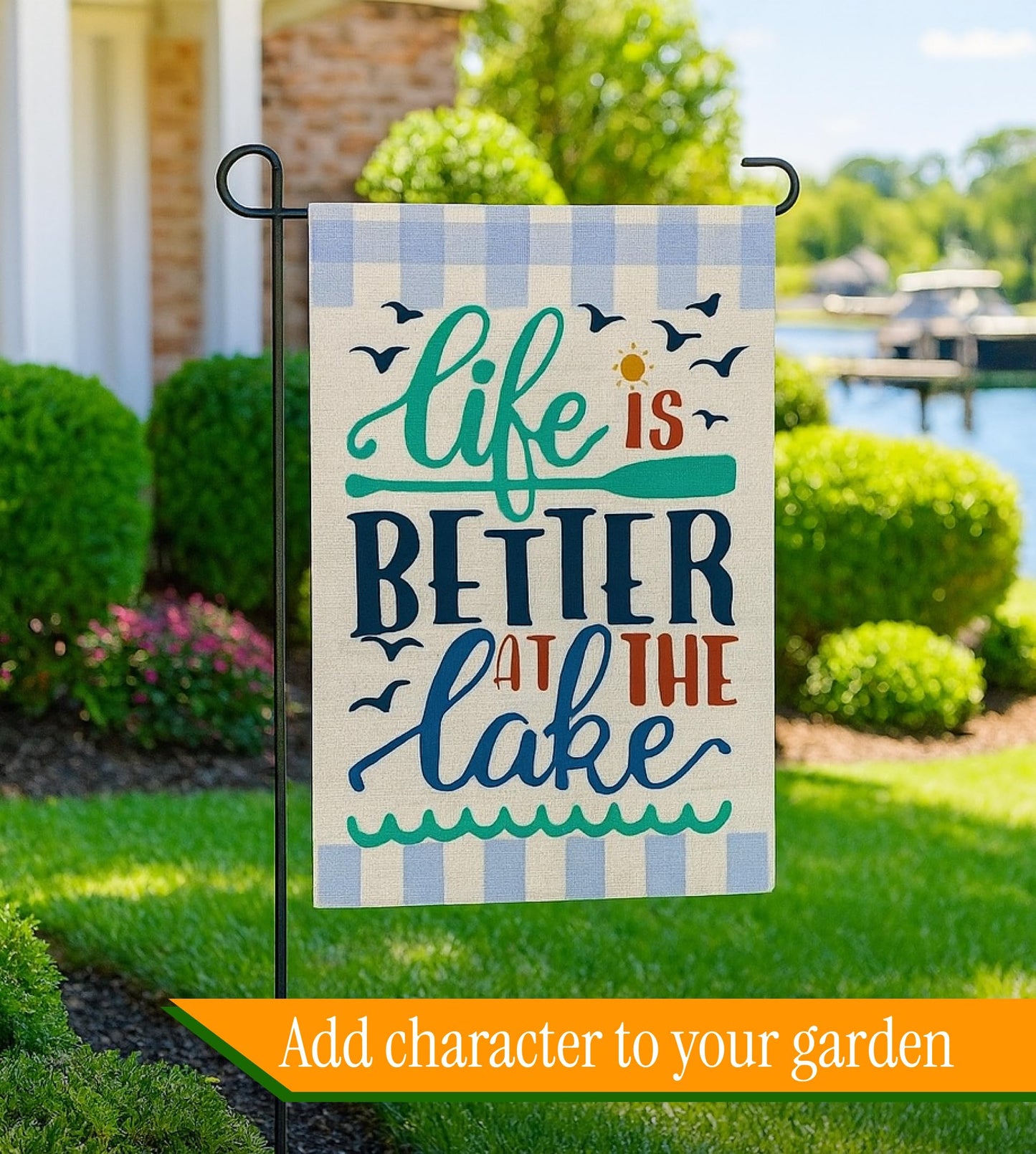 Double Sided Summer Garden Flag - Banner Life Is Better At The Lake - Holiday Yard Outdoor Decoration - Seasonal Large Outdoor Yard Flags of Burlap - Welcome Summer Flags for Outdoor