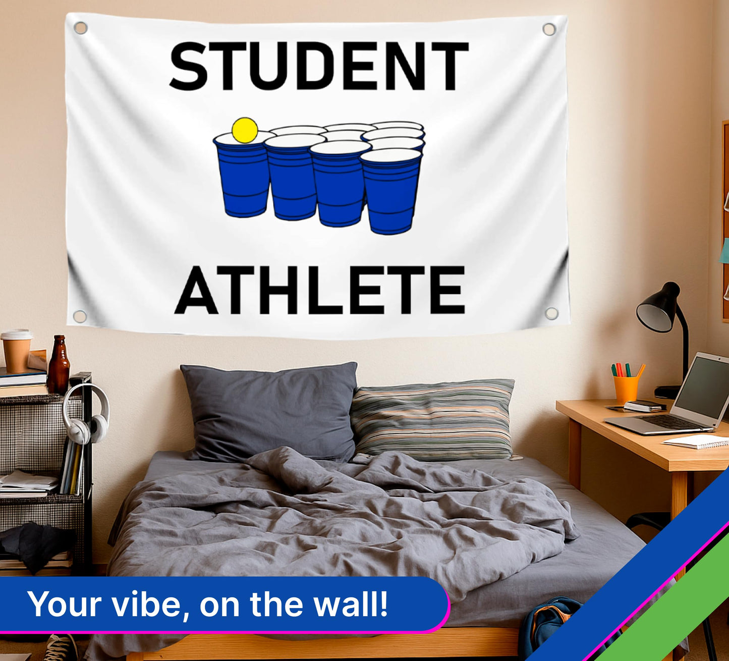 3x5 Feet Student Athlete College Polyester Flag - Dorm Room Banner Indoor and Outdoor with 4 Grommets - College Dorm Room Frat Wall Outdoor Hanging Single Sided Flags - Funny Poster and Cool Tapestry
