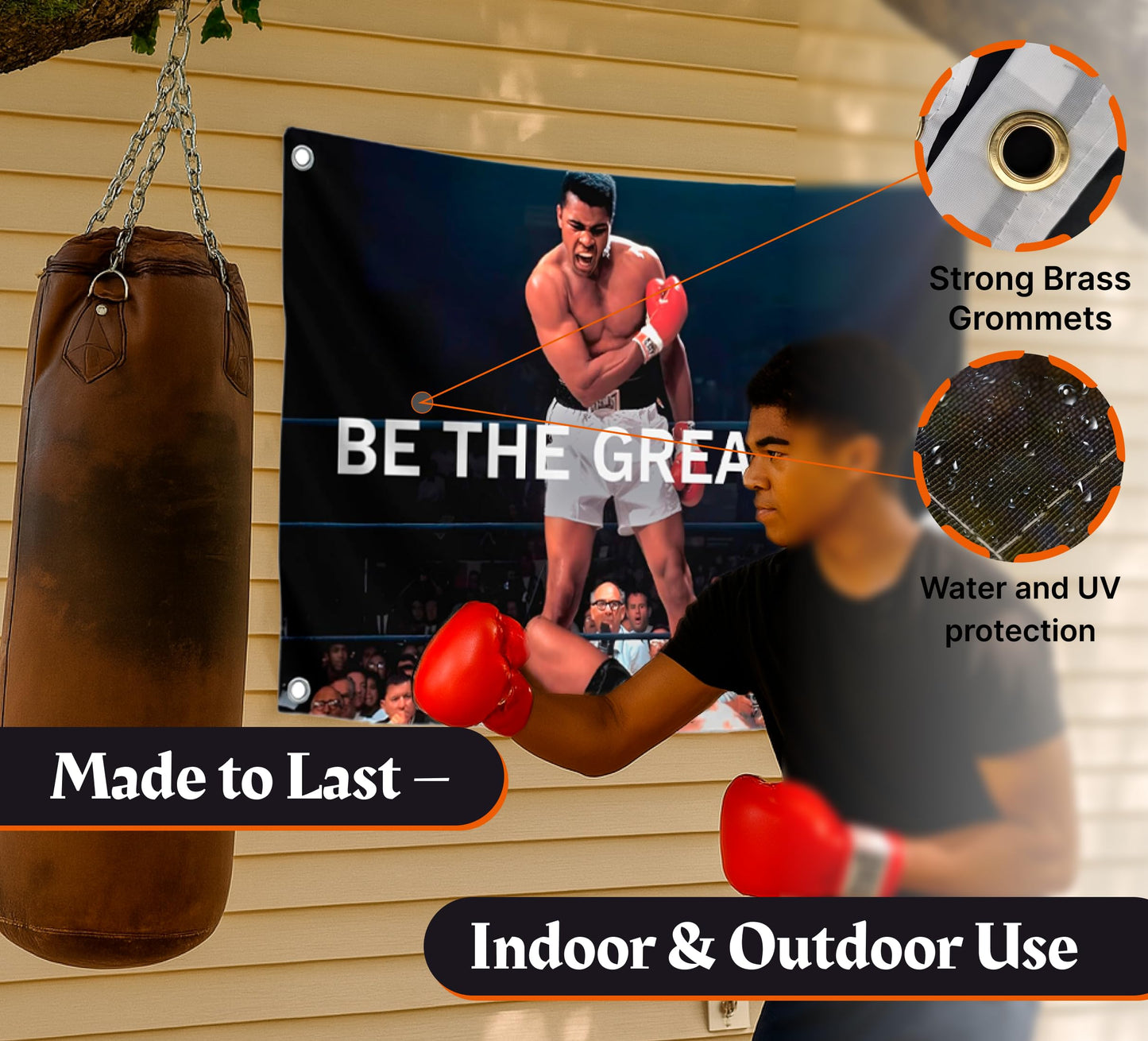 Be the Greatest Flag - Motivational Gym Flag 3x5 Feet with Four Brass Grommets - Home Wall Posters for Guys and Man - Muhammad Ali Cool Motivation Banners Decorations Outdoors or Indoors for Boys