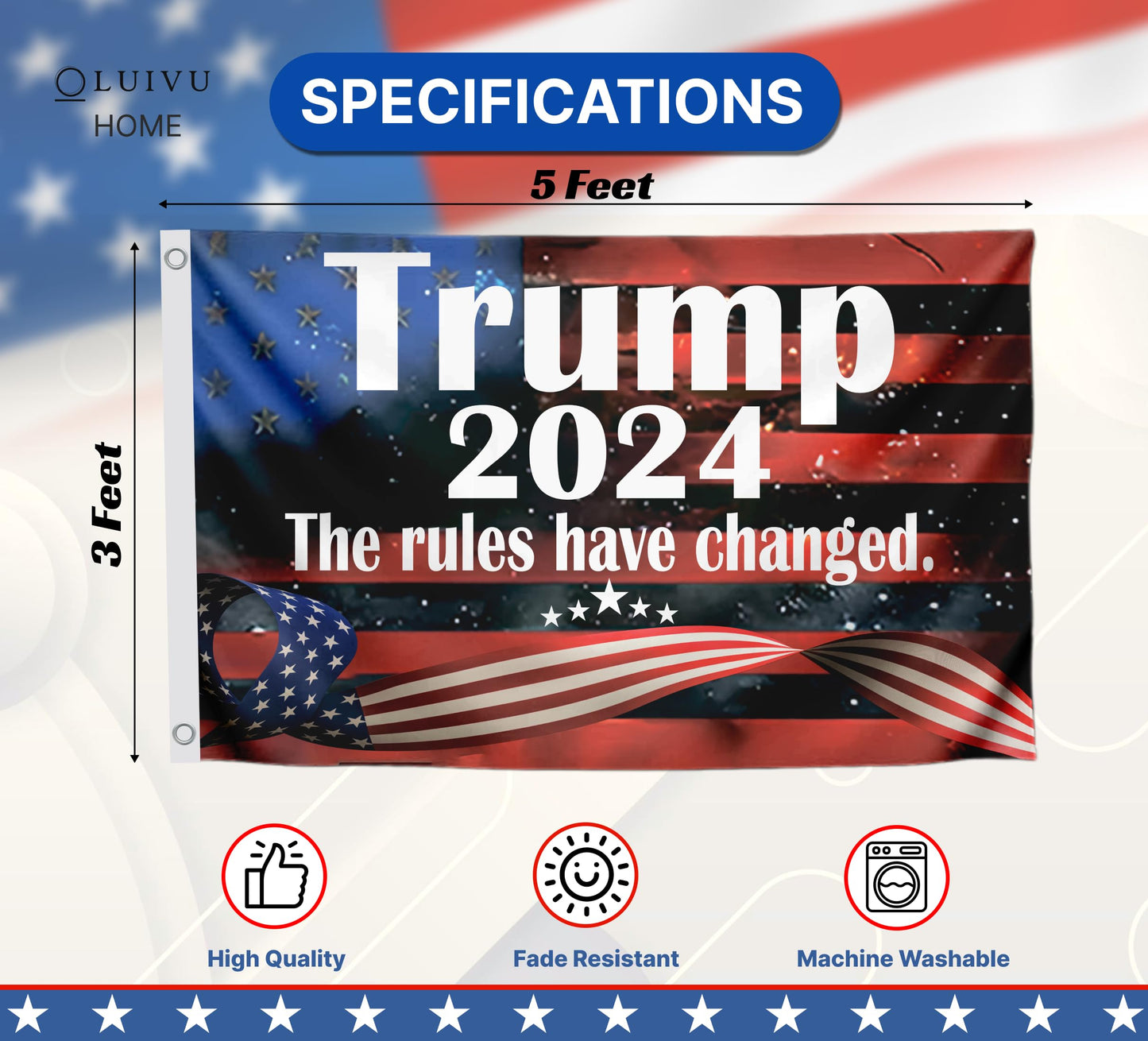3x5 Ft 2024 Polyester Flag Take America Back - Large American President Republican Banner with 2 Grommets - Donald Room Single Sided Flags for Republicans - Political Home Banner - Keep America Great