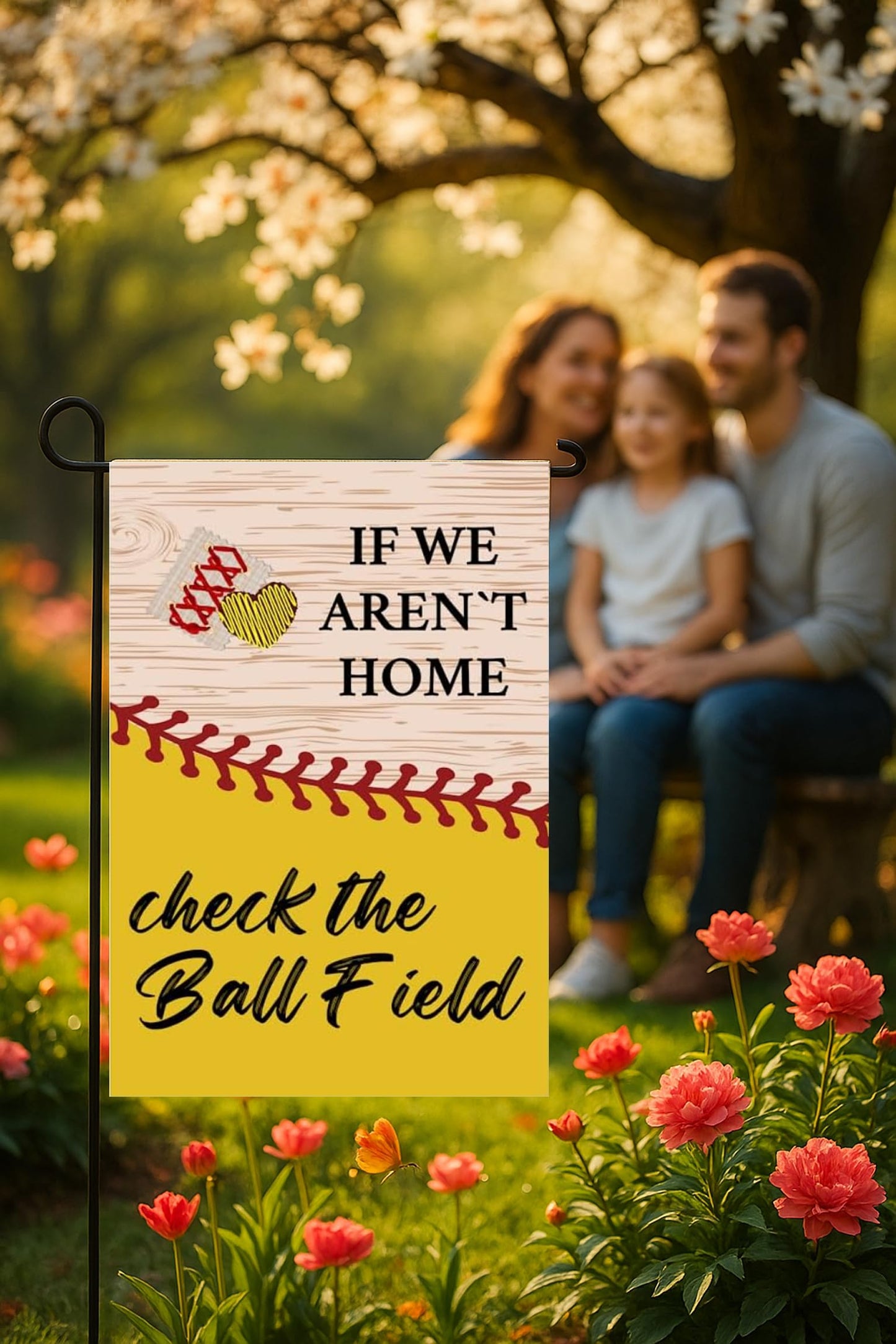 12x18 Inches If We Aren't Here Check The Ball Field Polyester Flags - Baseball Sport Garden Flag - Outdoor or Indoor Farmhouse Decorations Double Sided Printing - Funny Gift for Baseball Lovers