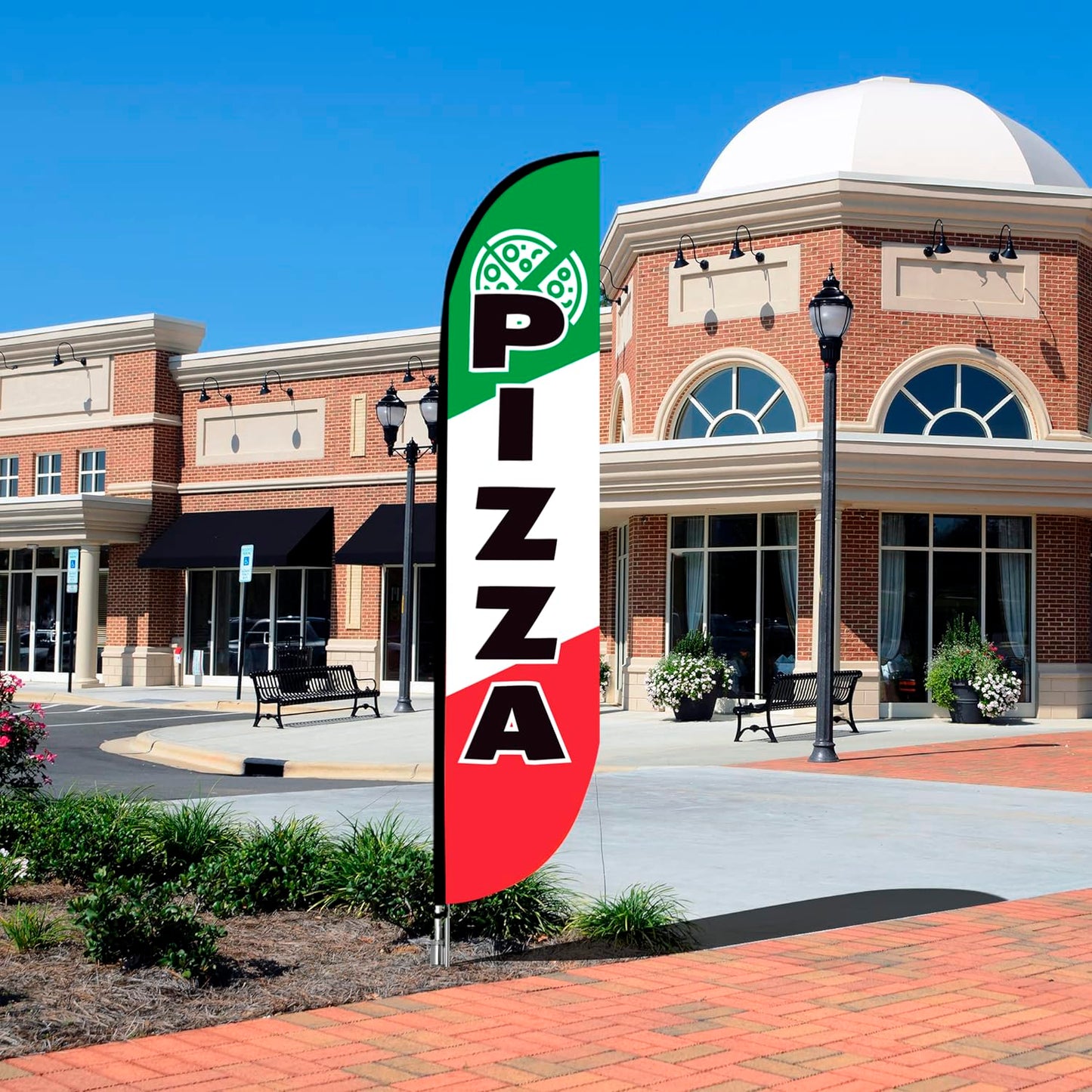12x2.5 Feet Tall Feather Flags "Pizza" - Single Sided Food Themed Feather Banners - Tall Italy Advertising Flag for Outdoor Garden - Pizza Flags with Polyester - Flagpole is Not Included