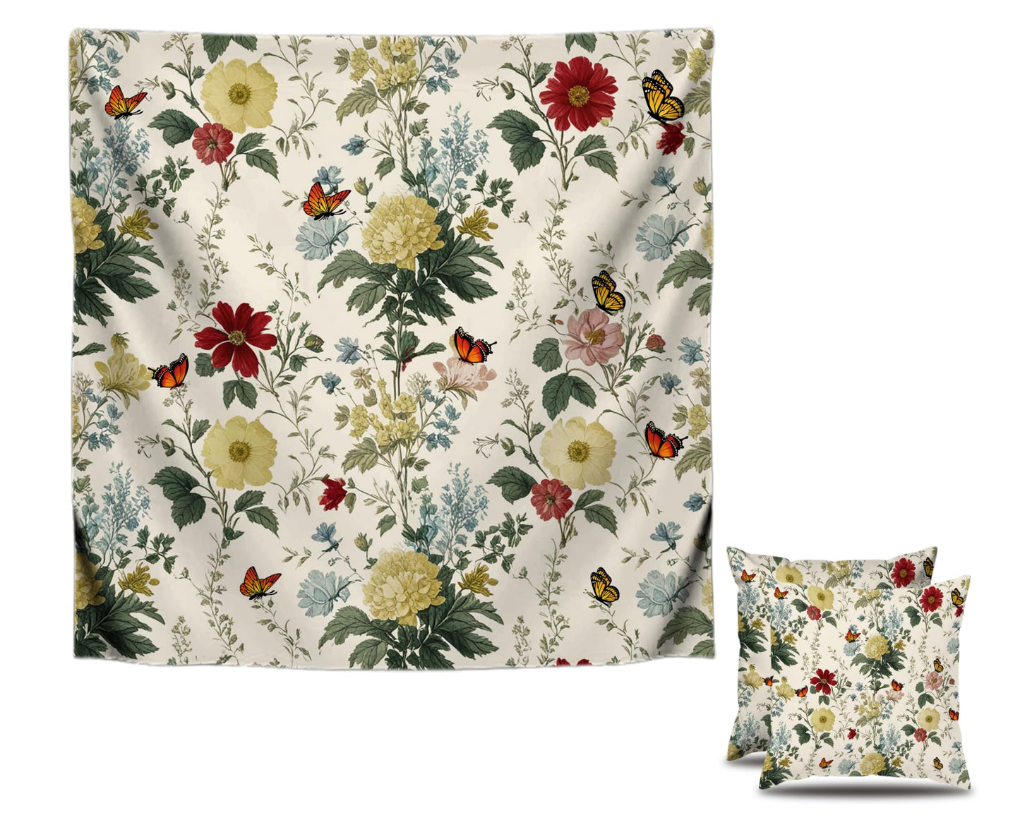 Set of 2 Decorative Throw Spring Pillow Covers 18x18 Inches - Sage Green Wild Flower Plant Throw Pillows Case - Seasonal Floral Decorative Square in Linen - Farmhouse Decor Cushion Covers for Home