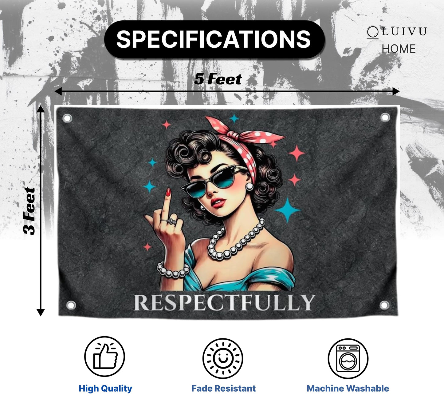 3х5 Ft Humorous Polyester Flag Respectfully with Four Brass Grommets - Poster for Confidence and Goal Oriented People - Good Solution for Home Interior - Creative Banners for your Premises and Offices