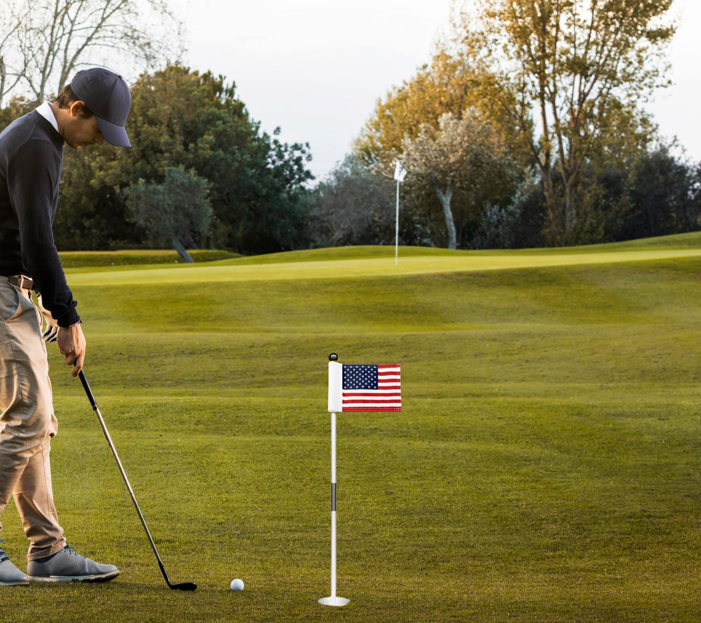 8x6 Inch Double Sided Golf Polyester Flag in 420D Nylon - Small Banner in American Pattern Printing with Tube Inserted - Mini Practice Putting Flags for Backyard - USA Flag for Indoor or Outdoor