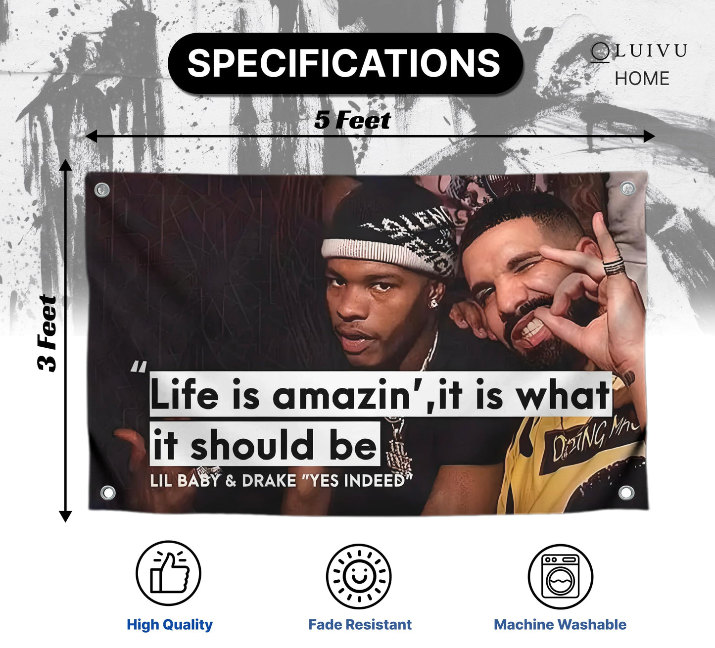 3x5 Ft Rapper and Future Funny Polyester Flag with 4 Brass Grommets - Funny Single Sided Tapestry Man Cave Wall Meme Flag for Dorm - Suitable for Outdoor Gardens Patios Indoor College Dorms for Gifts