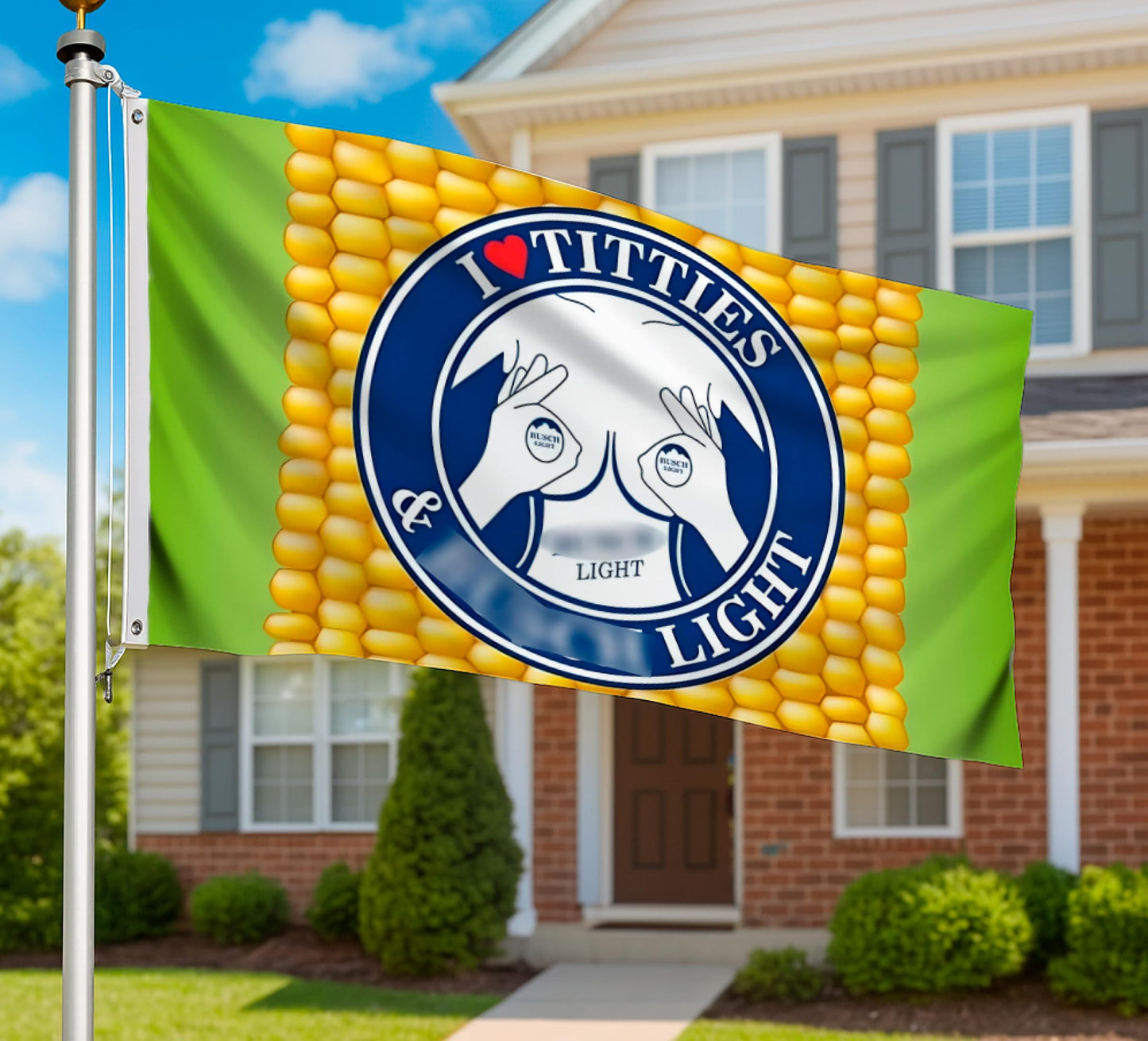 3x5 Ft I Love Titties & Polyester Light Single Sided Flag with 2 Grommets - Man Cave Corn Beer Flags - LGBT Titties Flag - Funny Tapestry Cool Wall Flags for Decor College Dorm Room Guys or Outdoor