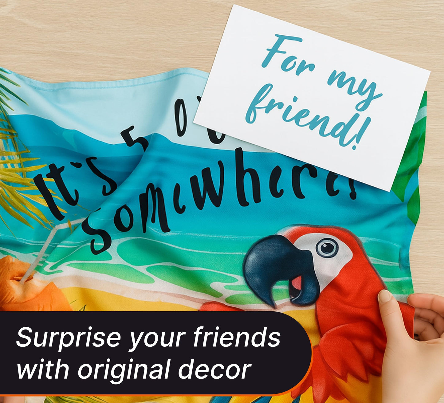 12x18 Inches It's 5 o'Clock Somewhere Polyester Flag - Double Sided Five O'clock Flags with Two Brass Grommets - Tropical Summer Beach Drinking Cocktails Banner - Pub Decoration Advertising Banner