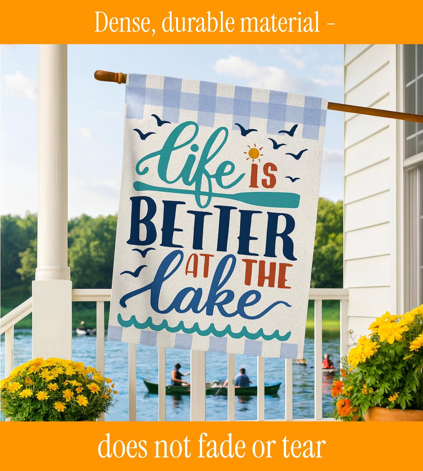Double Sided Summer Garden Flag - Banner Life Is Better At The Lake - Holiday Yard Outdoor Decoration - Seasonal Large Outdoor Yard Flags of Burlap - Welcome Summer Flags for Outdoor