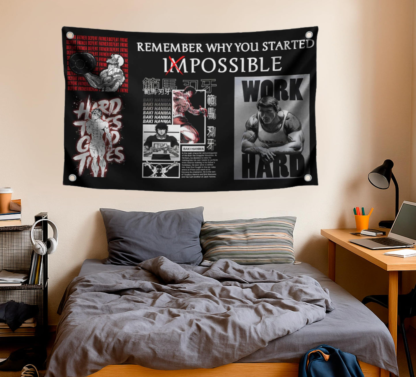3x5 Feet Motivational Gym Polyester Flag "Remember Why You Started" with Four Brass Grommets - Schwarzenegger Banner for Gym - Work Hard Wall Decoration - Inspirational Quotes Sayings for Living Room