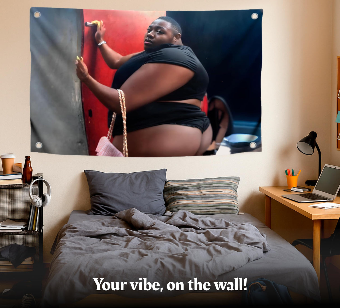 3x5 Feet Funny Black Man in Tight Underwear with Four Brass Grommets - Tapestry Funny Polyester Flag for College Party Indoor and Outdoor Decoration - Cool Meme Flags for Decor Boys Room