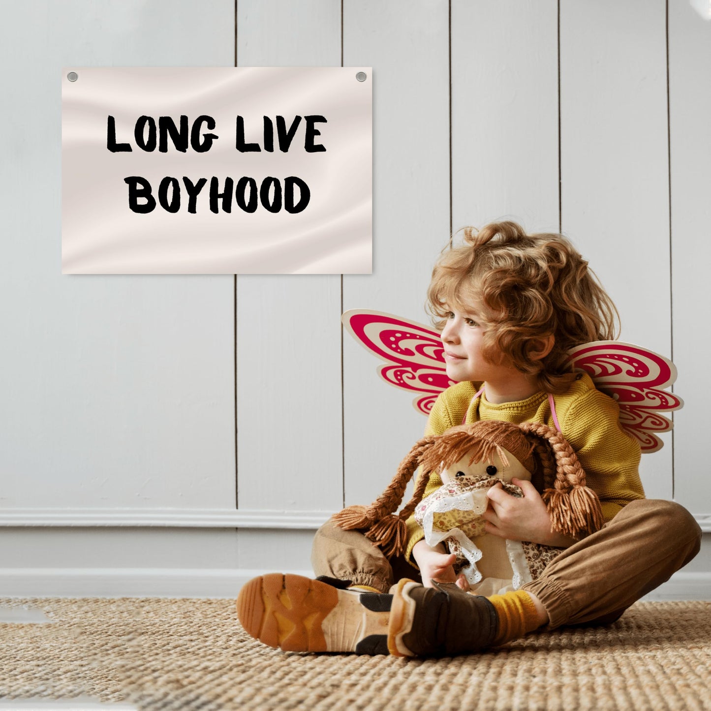20x30 Inches Single Sided Flags with Long Live Boyhood - Nursery Polyester Decor for Boys and Toddler Room with 2 Grommets - Decor for Boys Wall - Playrooms Banner for Toddler or Play Room Essentials