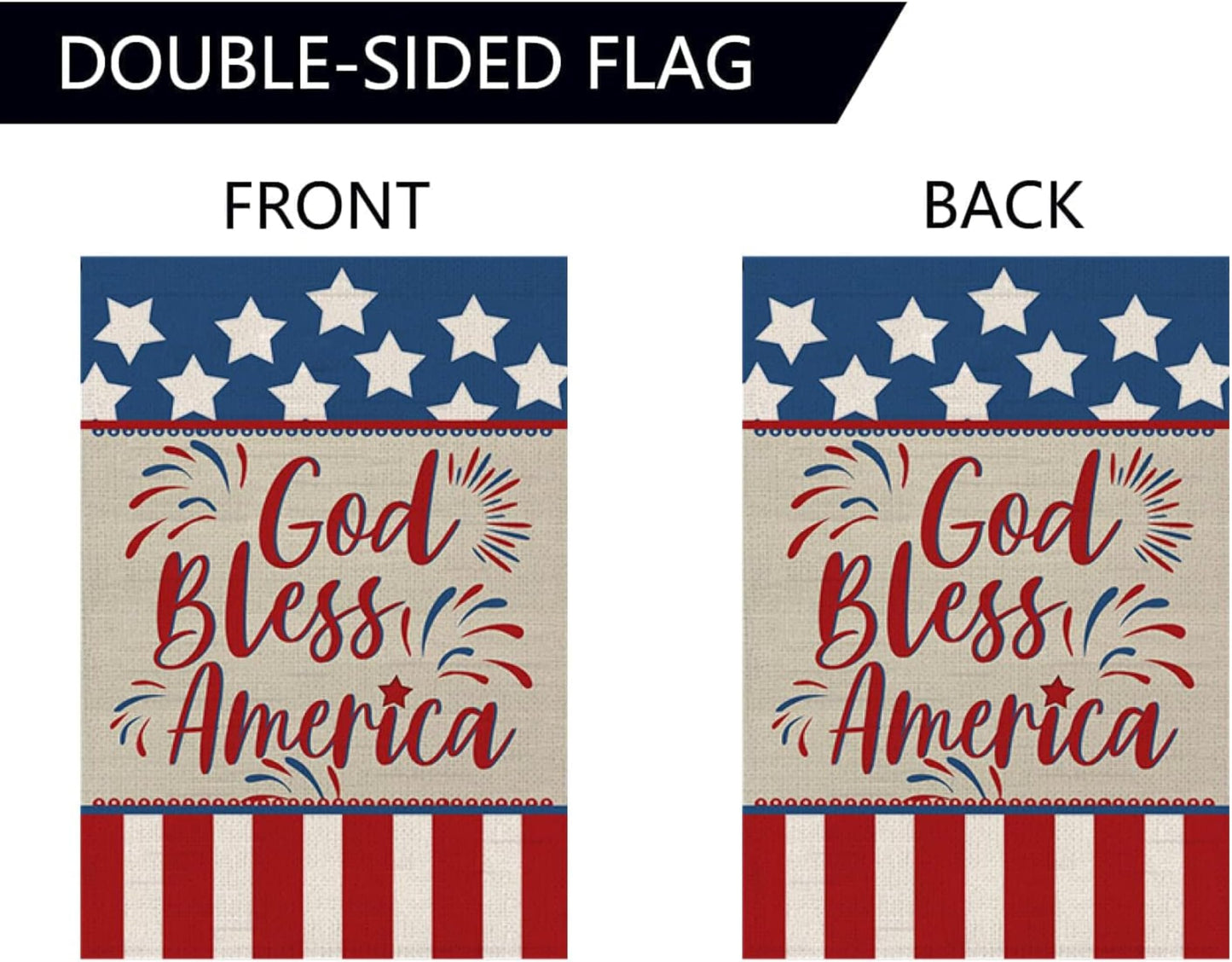 Double Sided Summer Garden Flag - God Bless America House Flags - Seasonal Large Outdoor Yard Flags of Burlap - Patriotic Flag Decorations for Home - Outdoor Decorative Banners for Yard
