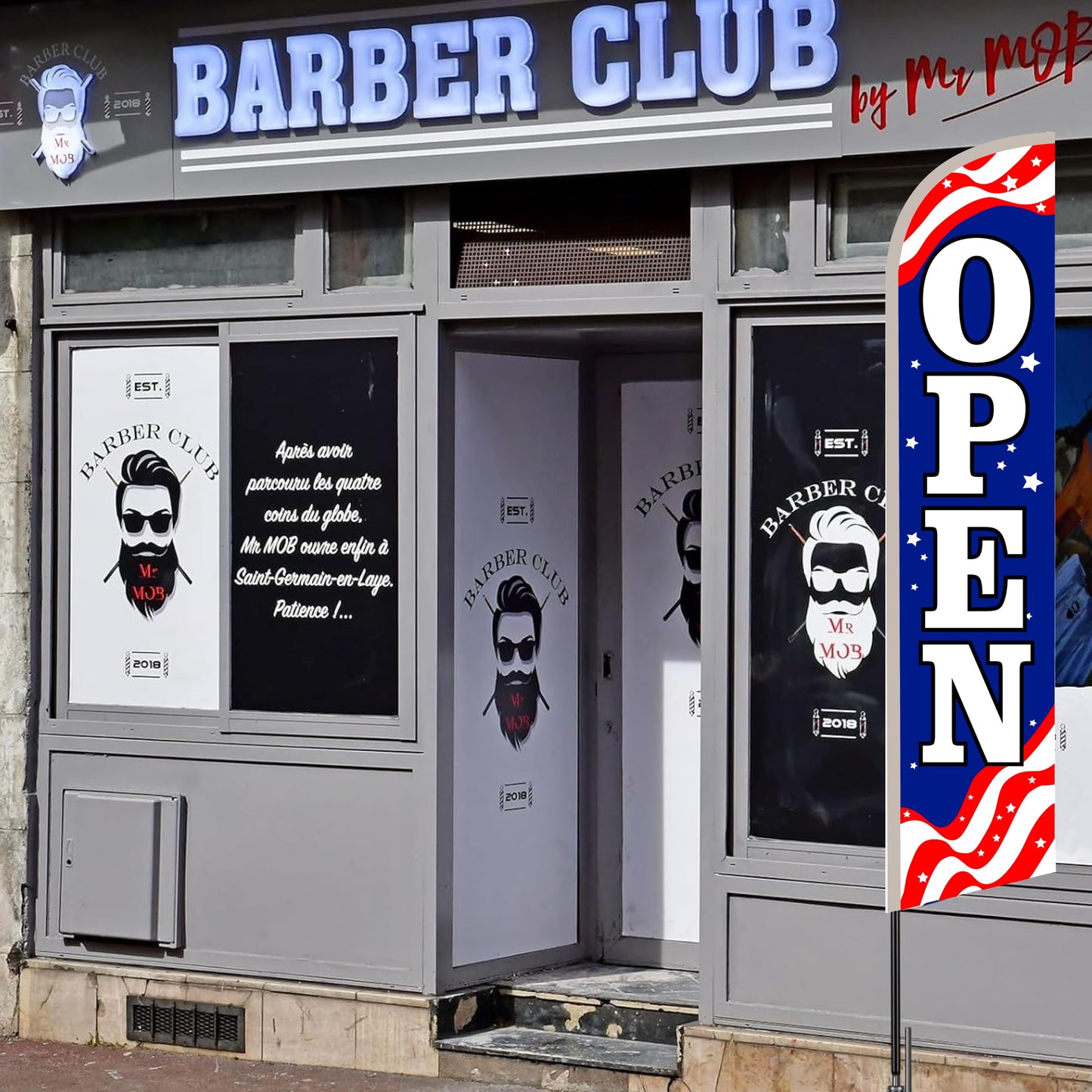 12x2.5 Feet Tall Feather Single Sided Flags "Open" - Feathers Banners Open Themed - Decorations Glory Stars Stripes Banner - OpenPolyester Flag Banner for Storefronts - Flagpole is Not Included