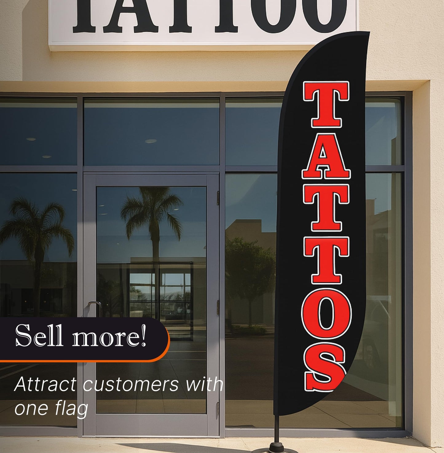 12x2.5 Feet Tall Feather Flags "Tattoos" - Advertising Flags for Outdoor Business and Events Promotion - Swooper Flag Only - Tattoos Polyester Flag Banner for Storefronts - Flagpole is Not Included