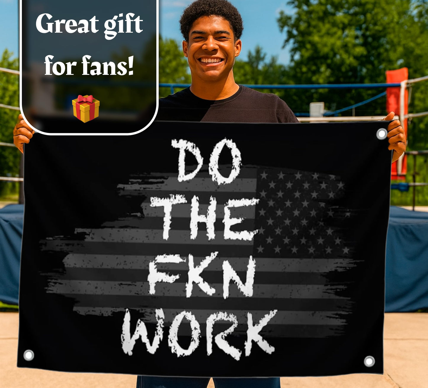 3x5 Ft American Motivation Polyester Flag "Do The FKN Work" with 4 Brass Grommets - Motivational Entrepreneur Single Sided Banner for Office - Improvement Wall Decor for Home - Home Gym Flag Decoration