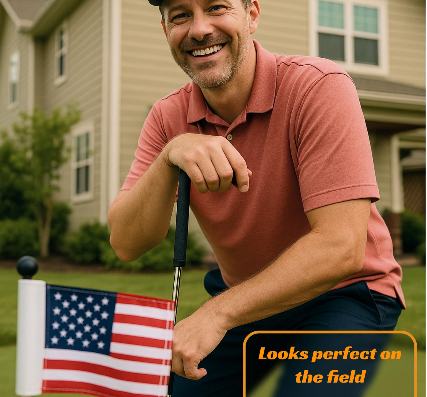 8x6 Inch Double Sided Golf Polyester Flag in 420D Nylon - Small Banner in American Pattern Printing with Tube Inserted - Mini Practice Putting Flags