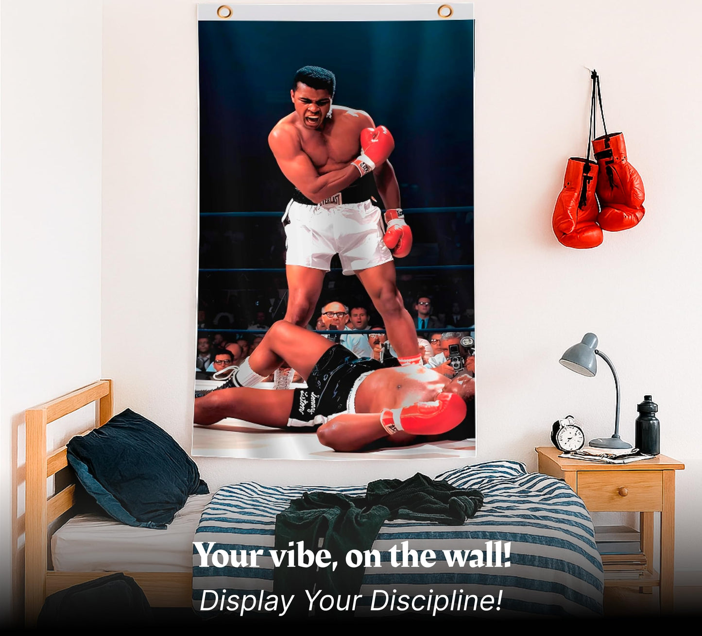 3x5 Feet Muhammad Motivational Workout Polyester Banner with 2 Grommets - Boxing Home Gym Single Sided Flag - Wall Hanging Tapestry Bodybuilding - Ali Home Décor Wallpaper - Funny College Dorm Flag