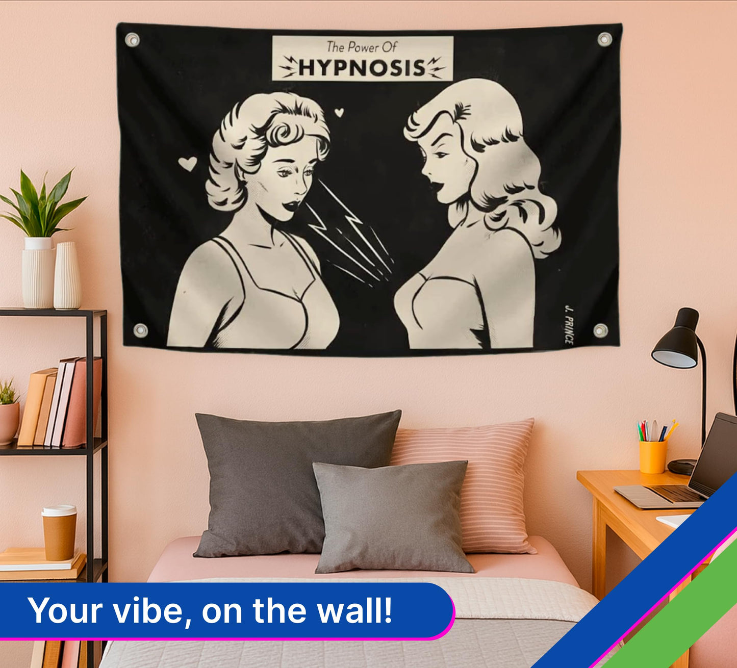 3х5 Ft Humorous Polyester Flag "The Power of Hypnosis" with Four Brass Grommets - Positive Poster for Men and Women - Parts of your Interior for Any Atmosphere and Place - Decor for Room Office Study