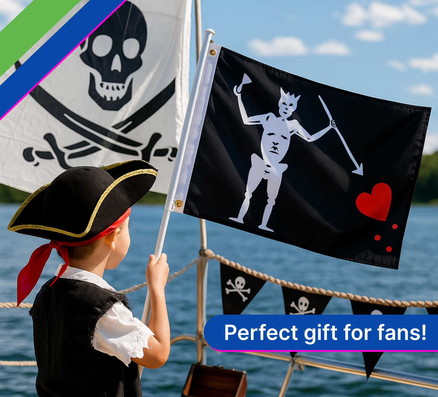 12x18 Inches Garden Flag Edward Teach "Blackbeard" with Two Brass Grommets - Single Sided Pirate Boat Flags - Polyester Black Cool Wall Flags for Decor College Dorm - Yard Flag Outdoor Pirate Arrow