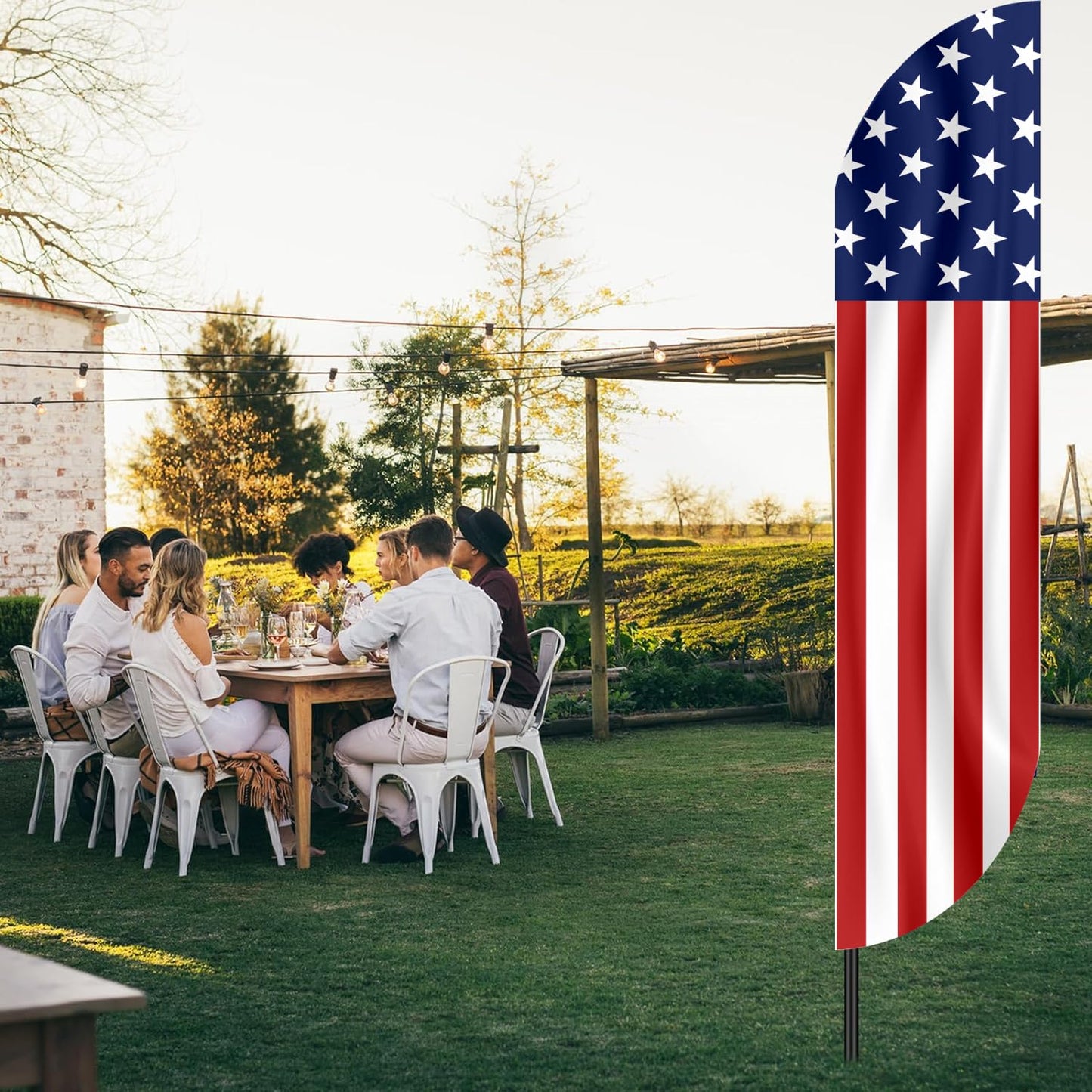 12x2.5 Ft American USA Feather Polyester Flag - Single Sided Stars Stripes Feather Tapestry 4th of July or Independence Day - American Banners Stars Decor - Flag Nation Glory Flagpole is Not Included