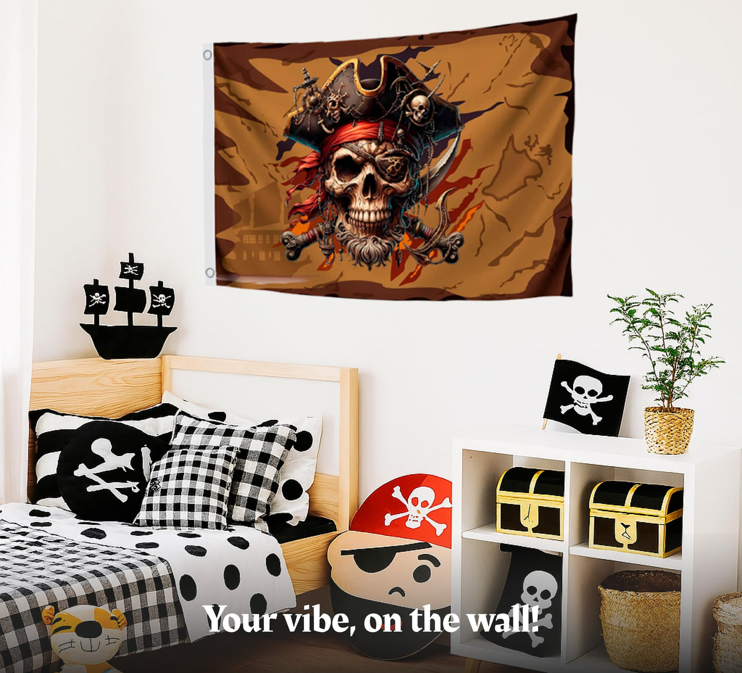 3x5 Feet Pirate Skull Flag with Two Brass Grommets - Pirat Flags Skull and Crossbones for Garden Yard Lawn Patio House - Yard Porch Patio Banner Flags for Decoration - Pirate Banner or Black Boat Poster