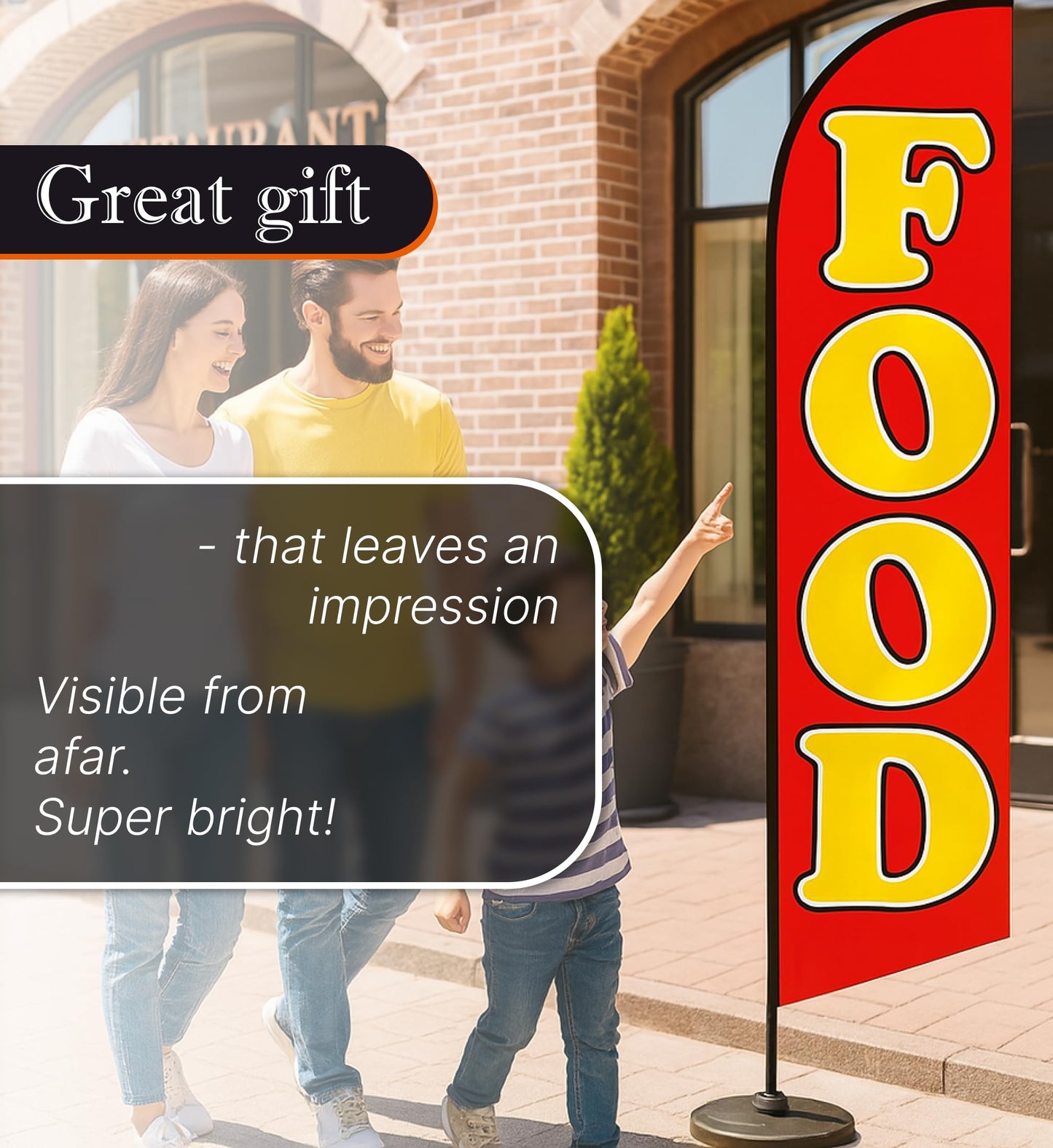 12x2.5 Feet Tall Feather Flags "Food" - Feather Flag Decorations for Business Advertising - Polyester Flag Banner for Storefronts - Special Tapestry and Food Themed Flags - Flagpole is Not Included