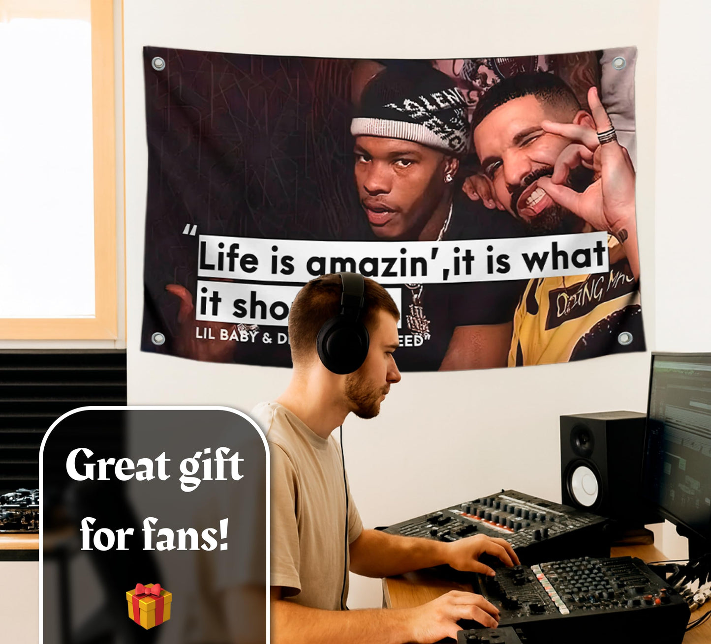 3x5 Ft Rapper and Future Funny Polyester Flag with 4 Brass Grommets - Funny Single Sided Tapestry Man Cave Wall Meme Flag for Dorm - Suitable for Outdoor Gardens Patios Indoor College Dorms for Gifts