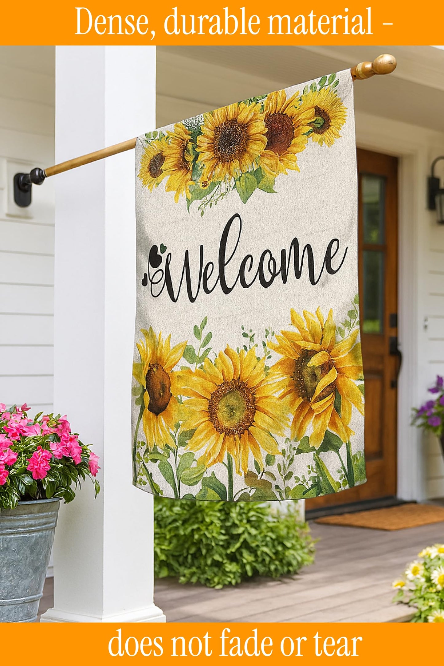 Double Sided Summer Garden Flag - Seasonal Large Outdoor Yard Flags of Burlap - Banner Welcome Summer or Spring - Outside Garden Yard Decorations - Welcome Flower Summer Outdoors Flag