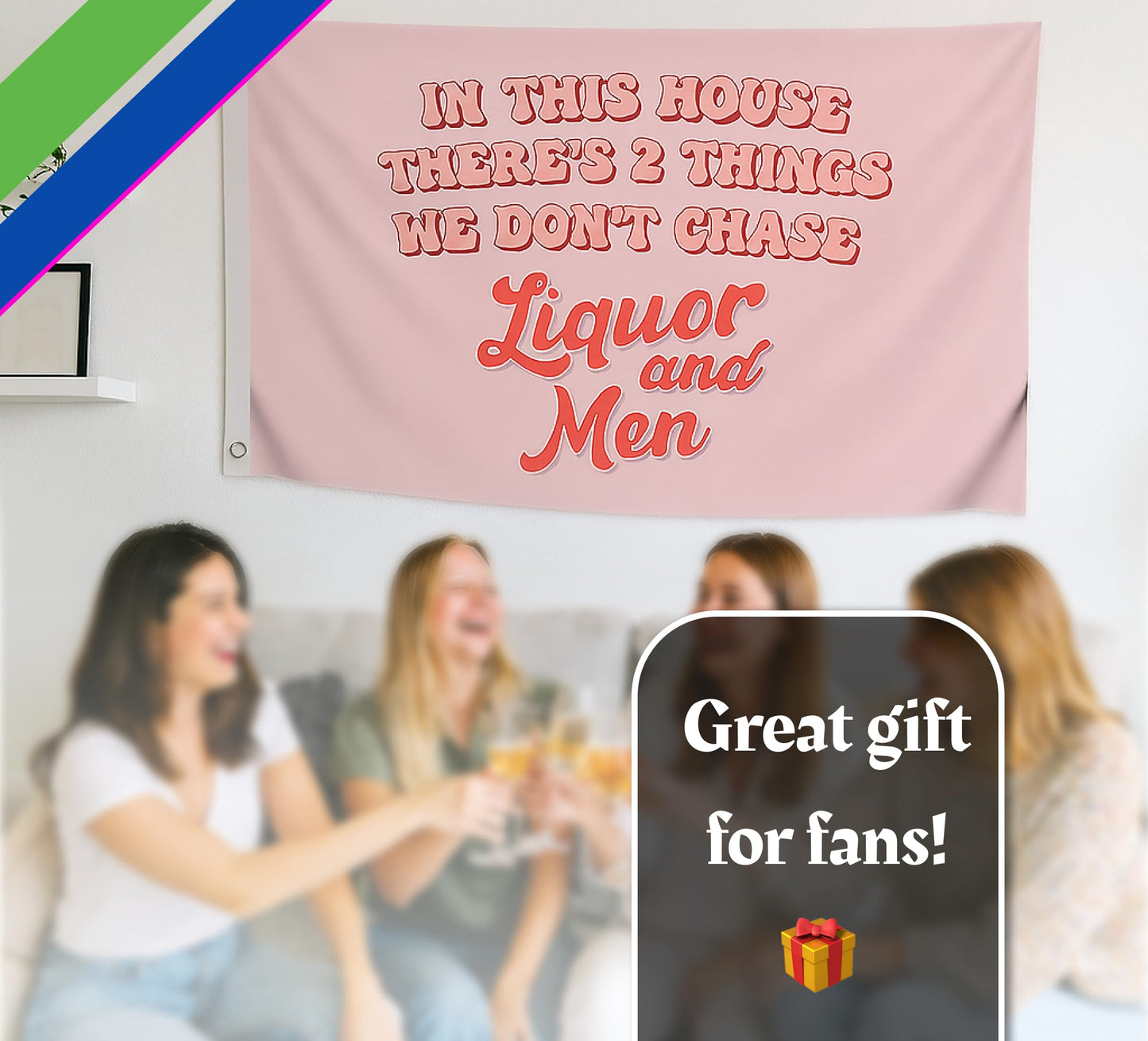 3x5 FT Liquor and Men Flag - Meme Tapestries Funny Single Sided Flag Banners for Room Teen - Funny Tapestry for Bedroom - Wall Flags for College Poster Room Decor - Twitter Quote Tapestry for Girls