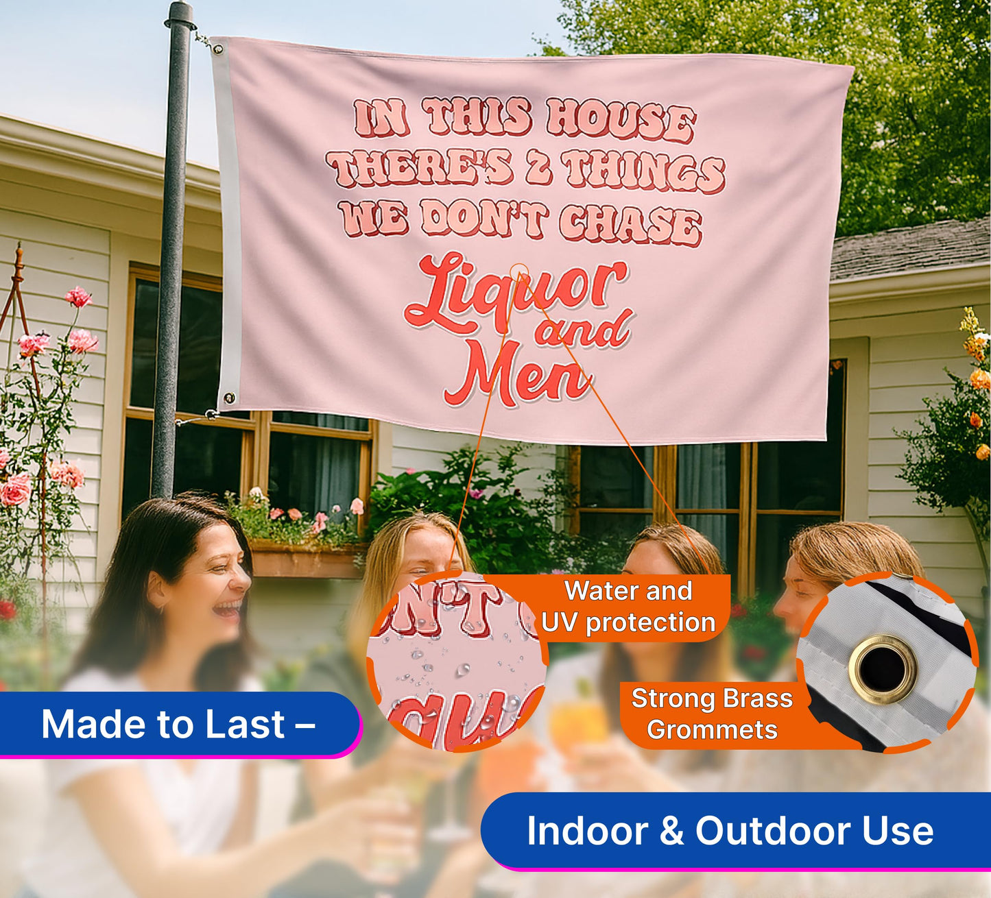3x5 FT Liquor and Men Flag - Meme Tapestries Funny Single Sided Flag Banners for Room Teen - Funny Tapestry for Bedroom - Wall Flags for College Poster Room Decor - Twitter Quote Tapestry for Girls