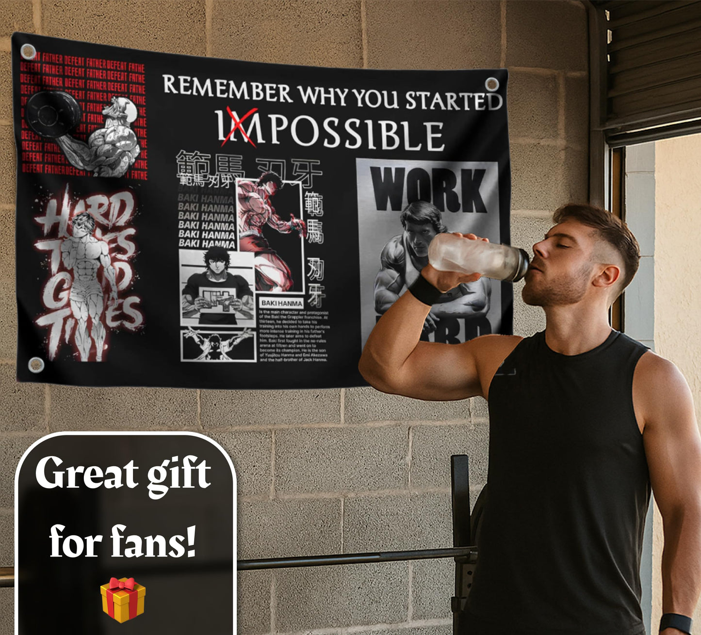 3x5 Feet Motivational Gym Polyester Flag "Remember Why You Started" with Four Brass Grommets - Schwarzenegger Banner for Gym - Work Hard Wall Decoration - Inspirational Quotes Sayings for Living Room