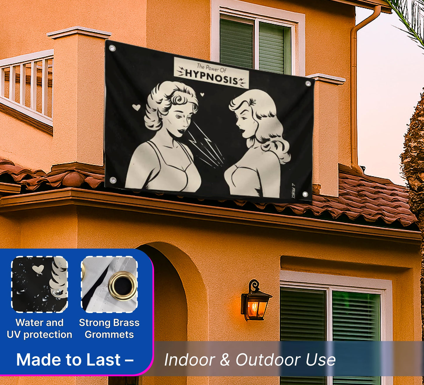 3х5 Ft Humorous Polyester Flag "The Power of Hypnosis" with Four Brass Grommets - Positive Poster for Men and Women - Parts of your Interior for Any Atmosphere and Place - Decor for Room Office Study