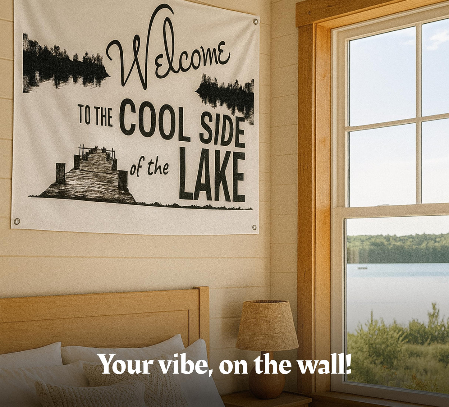 3x5 Feet Welcome to The Lake Polyester Flag with 4 Brass Grommets - Decorations House or Home Wall Flags for Indoor/Outdoor - Welcome Lake Funny Posters for Back Yard