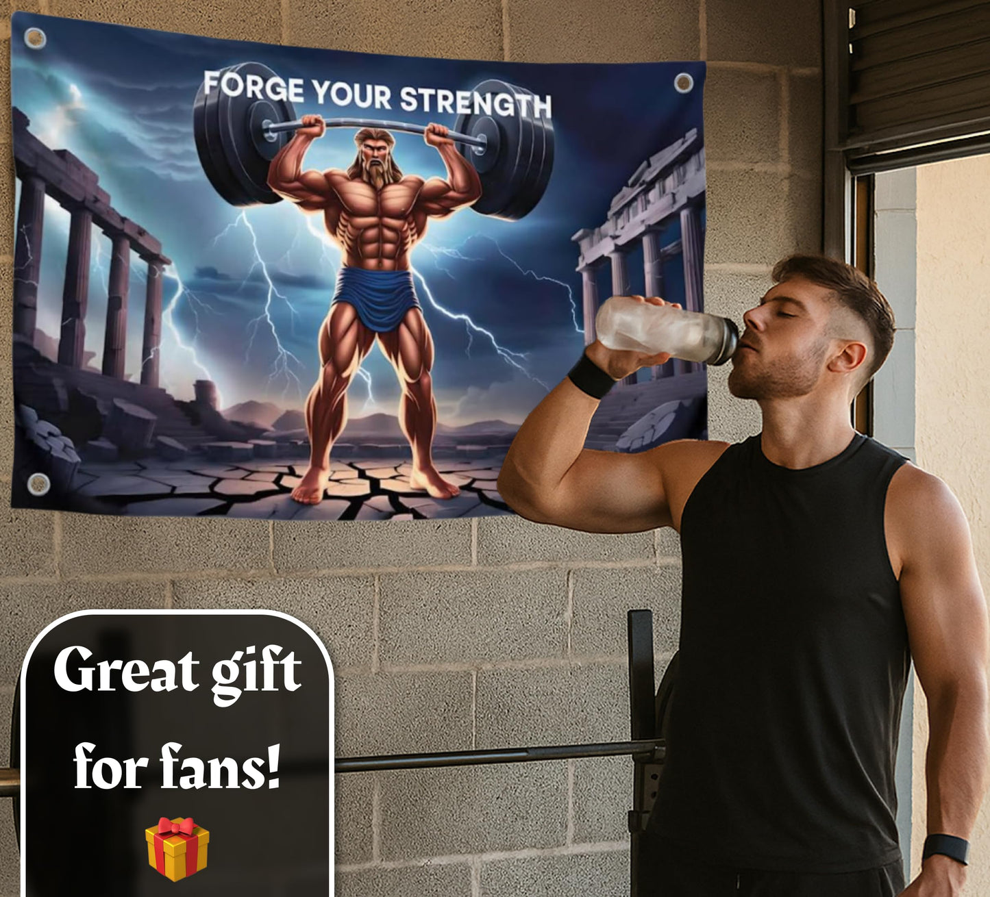 3x5 Feet Motivational Quote Polyester Flag "Forge Your Strength" with Four Brass Grommets - Inspire Your Workout with This Flag - Inspirational Stay with Cool Motivation - Fitness Wall Decor for Gym