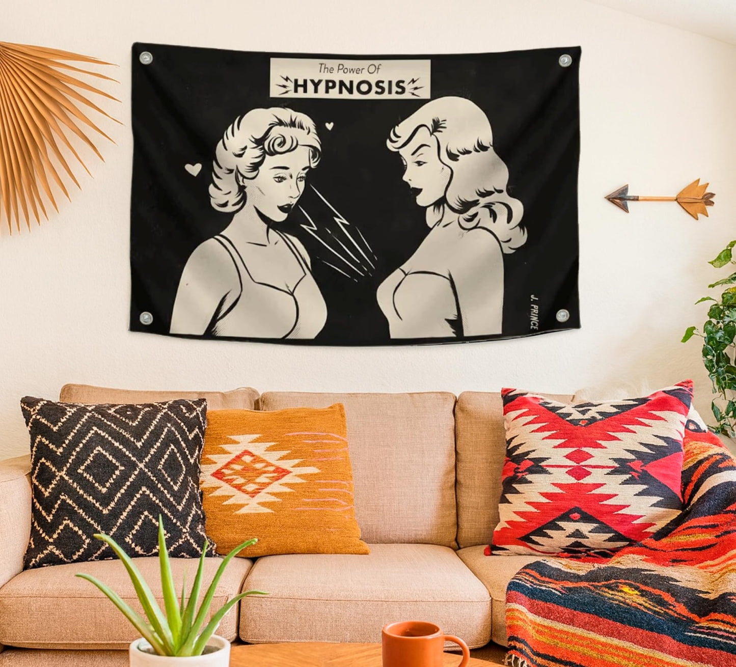 3х5 Ft Humorous Polyester Flag "The Power of Hypnosis" with Four Brass Grommets - Positive Poster for Men and Women - Parts of your Interior for Any Atmosphere and Place - Decor for Room Office Study