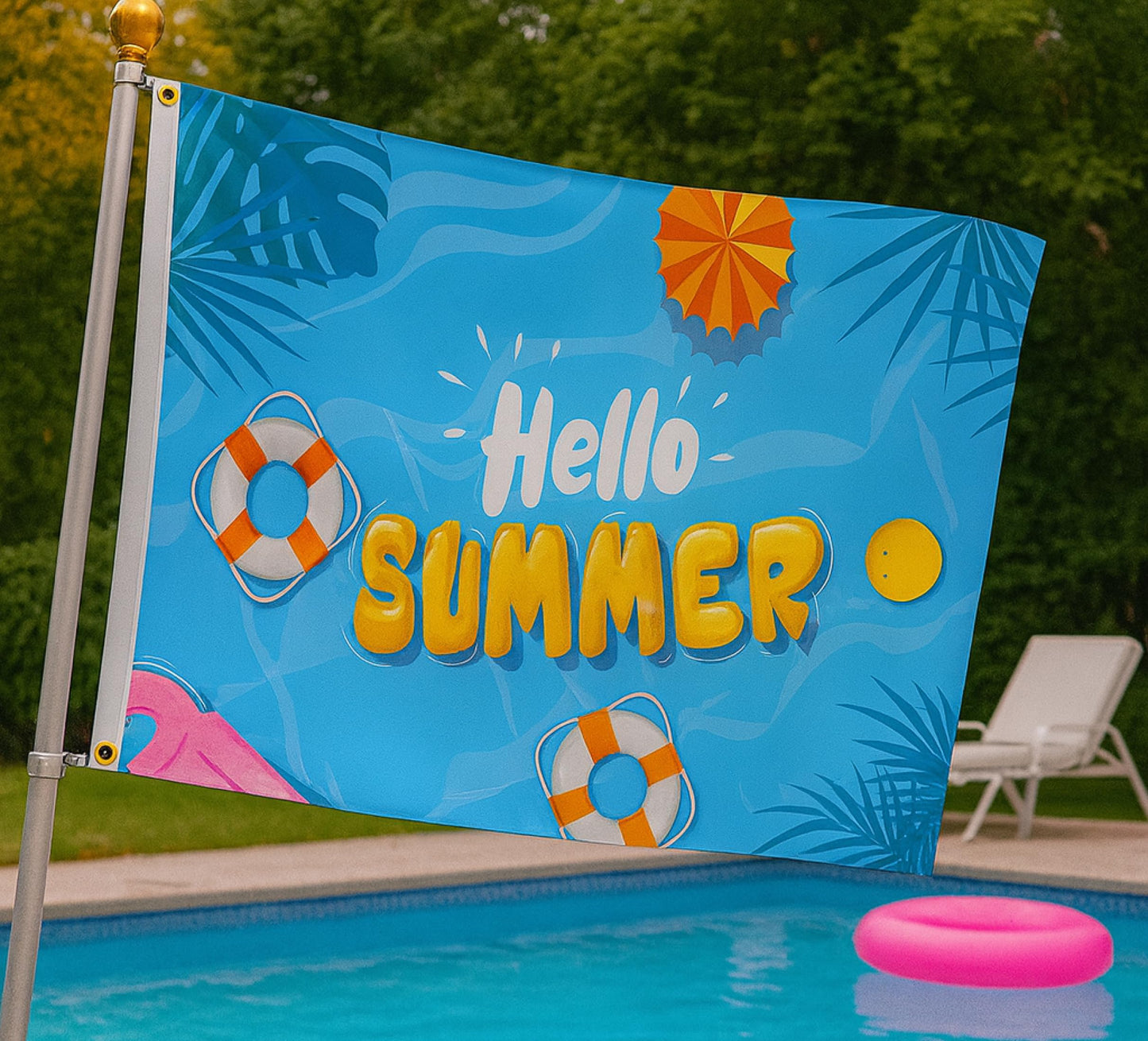 Set of 3 Seasonal 3x5 Ft Flag - Hello Summer Polyester/Nylon Banner Holiday Single Sided Flags with 2 Grommets Outdoor Lawn Yard House - Happy Mothers Day Decor Clearance, 4th of July Flag Freedom