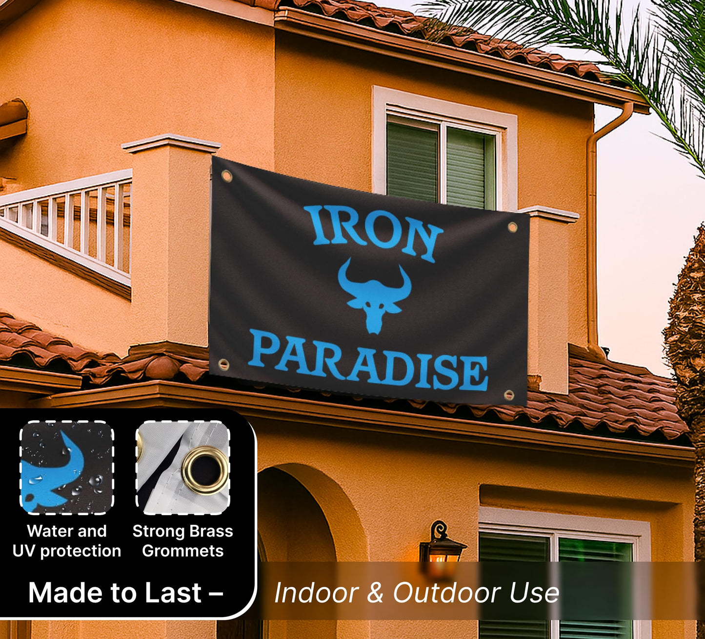 3x5 Ft Iron Paradise Polyester Flag with 4 Grommets - Banner Home Garden Decoration Wall Gym Single Sided Flag - Holiday Party Indoor Outdoor Decor - Motivational Flags Fitness - Banners for Room Guys