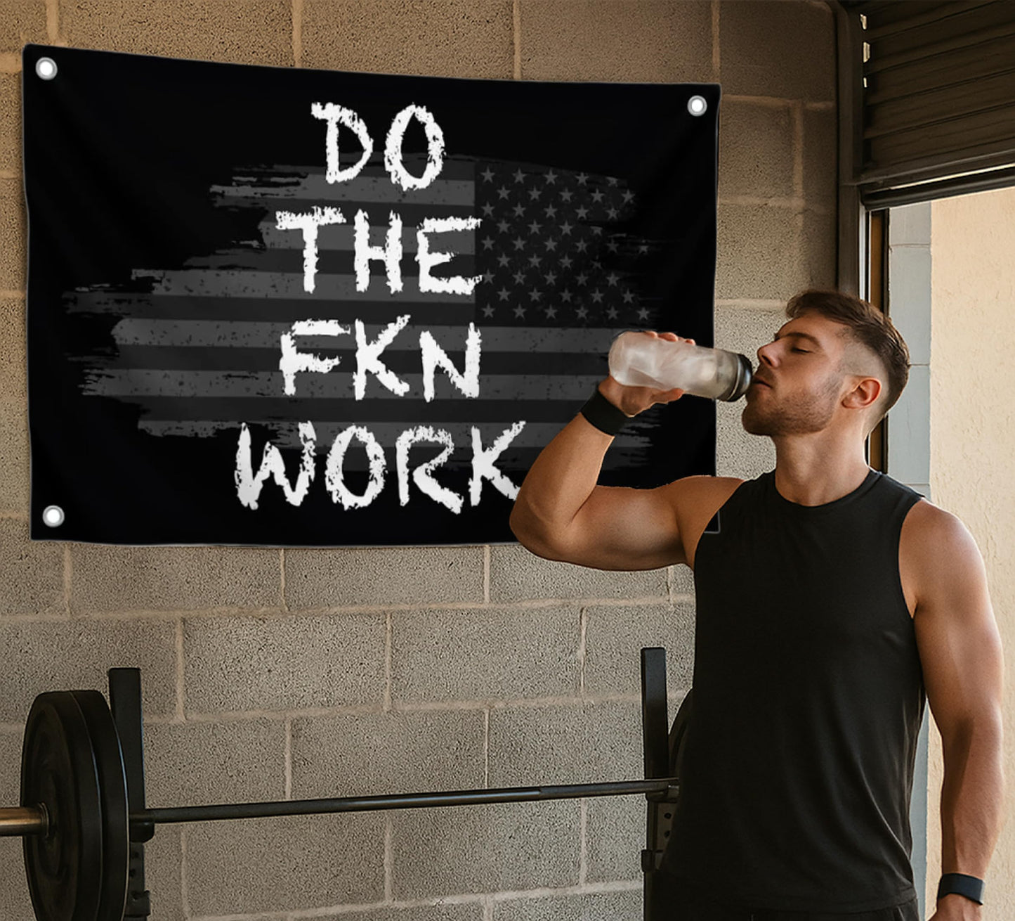 3x5 Ft American Motivation Polyester Flag "Do The FKN Work" with 4 Brass Grommets - Motivational Entrepreneur Single Sided Banner for Office - Improvement Wall Decor for Home - Home Gym Flag Decoration