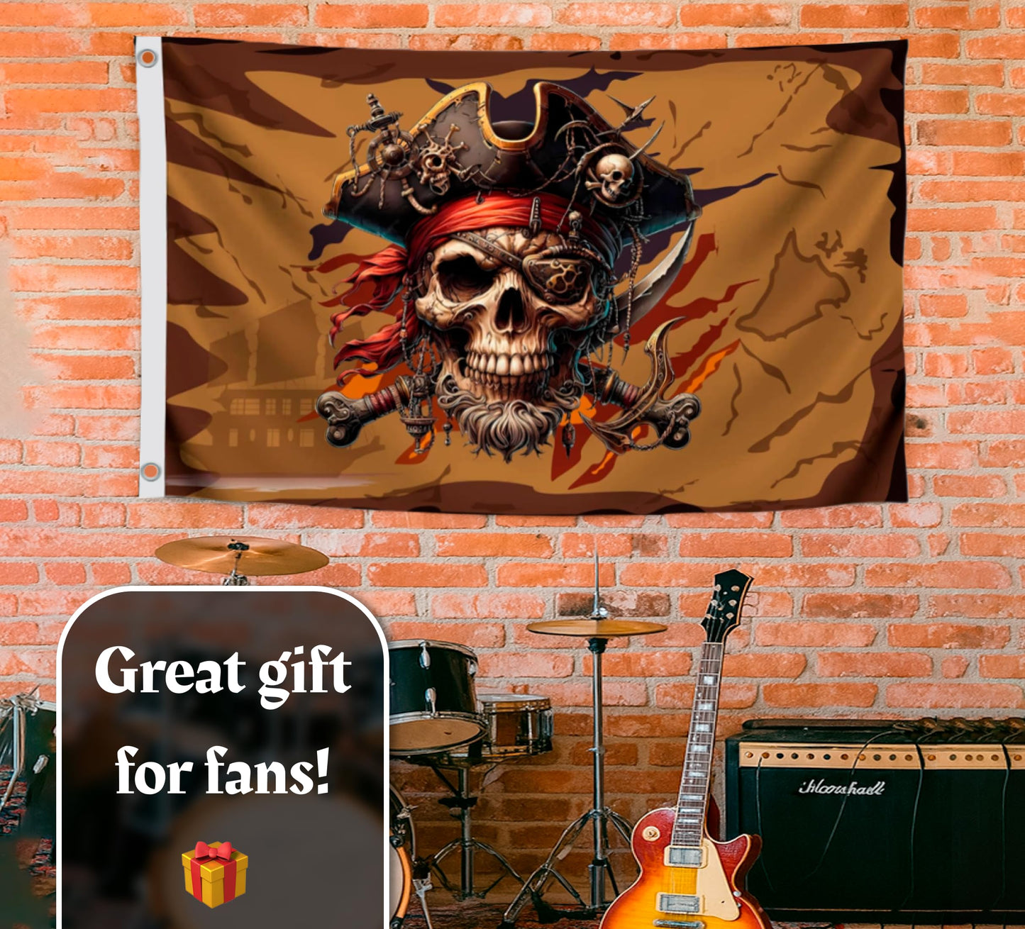 3x5 Feet Pirate Skull Flag with Two Brass Grommets - Pirat Flags Skull and Crossbones for Garden Yard Lawn Patio House - Yard Porch Patio Banner Flags for Decoration - Pirate Banner or Black Boat Poster