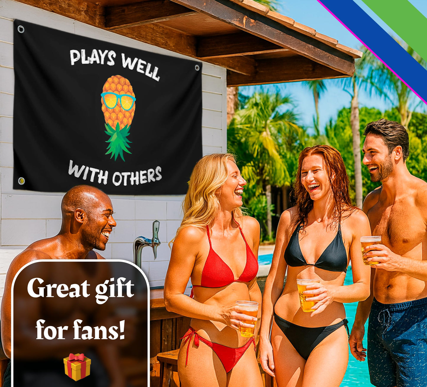 3x5 Pineapple Garden Polyester Flag with 4 Brass Grommets - Pineapple Street and Inspirational Wall Decor - Matches well with Other Pineapples Flags - Funny Indoor Banner for Guys and Girls