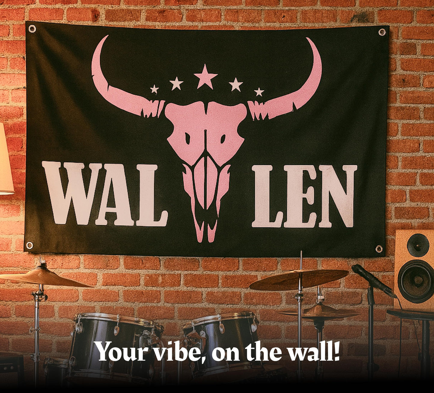 3x5 Ft American Music Polyester Flag with 4 Grommets - Western Pink Bull Skull Single Sided Banners - Man Cave Wall Flag for College Dorm Room - Funny